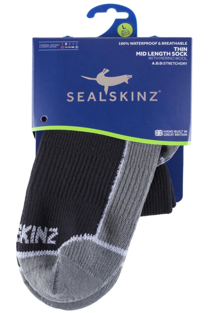 and SealSkinz 100 Waterproof Thin Mid Length Socks In 2 Colours
