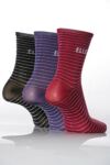 Ladies 3 Pair Elle Lurex Stripe Socks