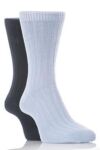 Mens 2 Pair Pringle Dunmar Ribbed Cotton Sock In 3 Colours
