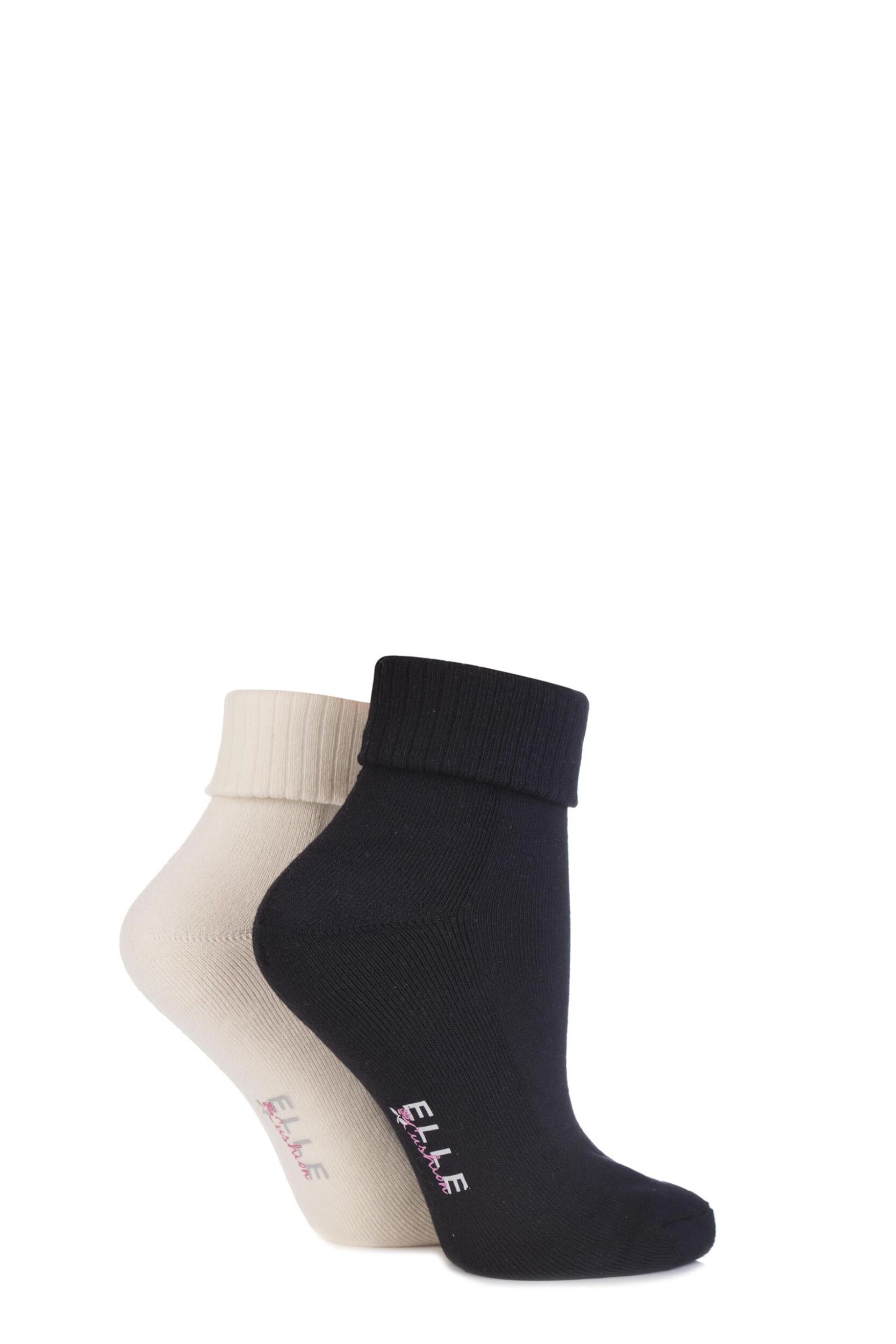 Ladies 2 Pair Elle Bamboo Ankle Socks With Cushion Sole eBay