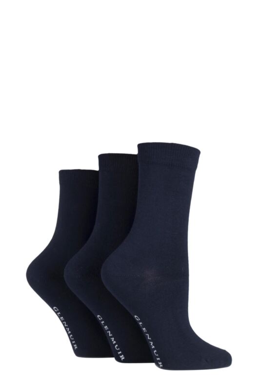 Women's 3 Pair Glenmuir Classic Plain Bamboo Socks