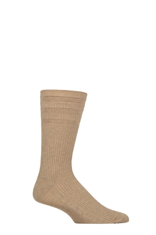 Mens 1 Pair HJ Hall Original Cotton Softop Socks Oatmeal Melange 13-15