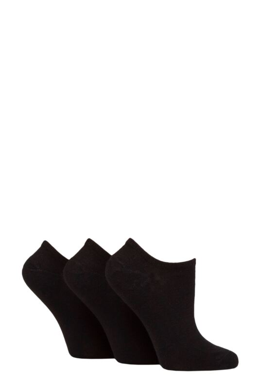 Women's 3 Pair Wildfeet Plain, Patterned and Contrast Heel Bamboo Trainer Socks