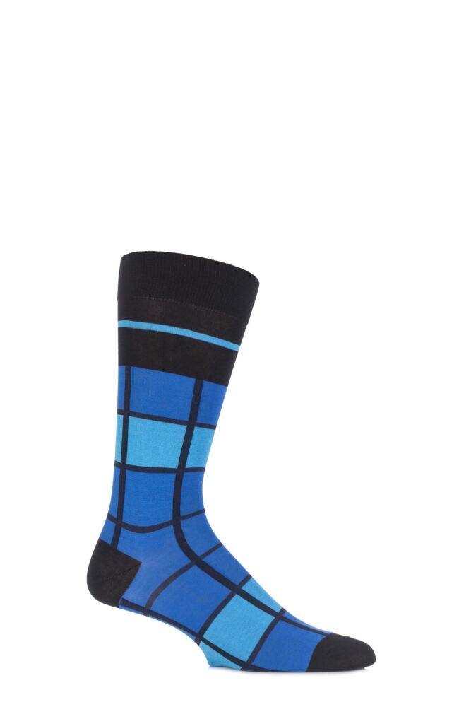 Mens Pantherella Caulfield Colour Block Check Cotton Socks