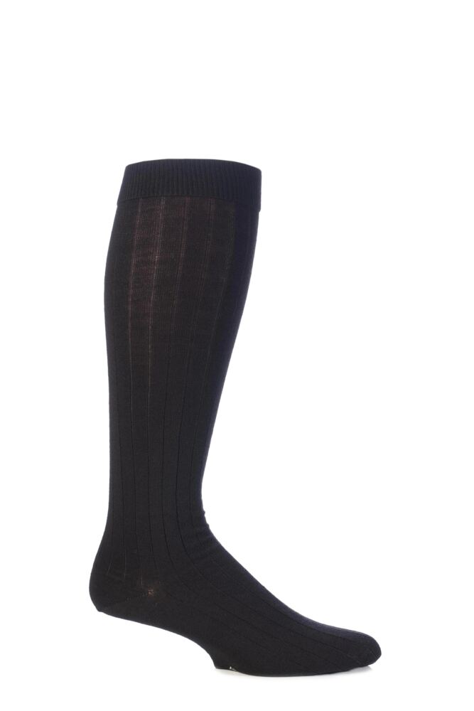 Viyella Knee High Wool Ribbed Socks With Hand Linked Toe