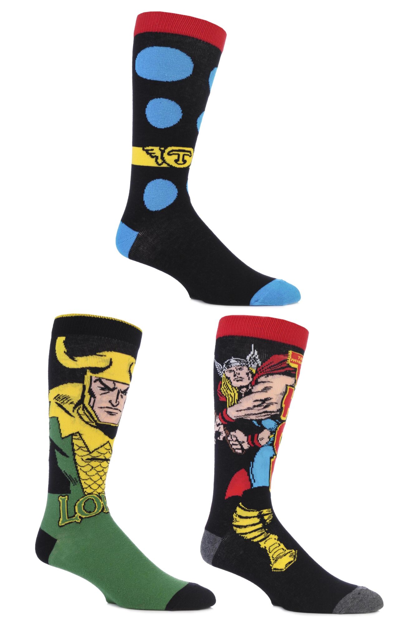 Mens SOCKSHOP Marvel Thor and Loki Cotton Socks
