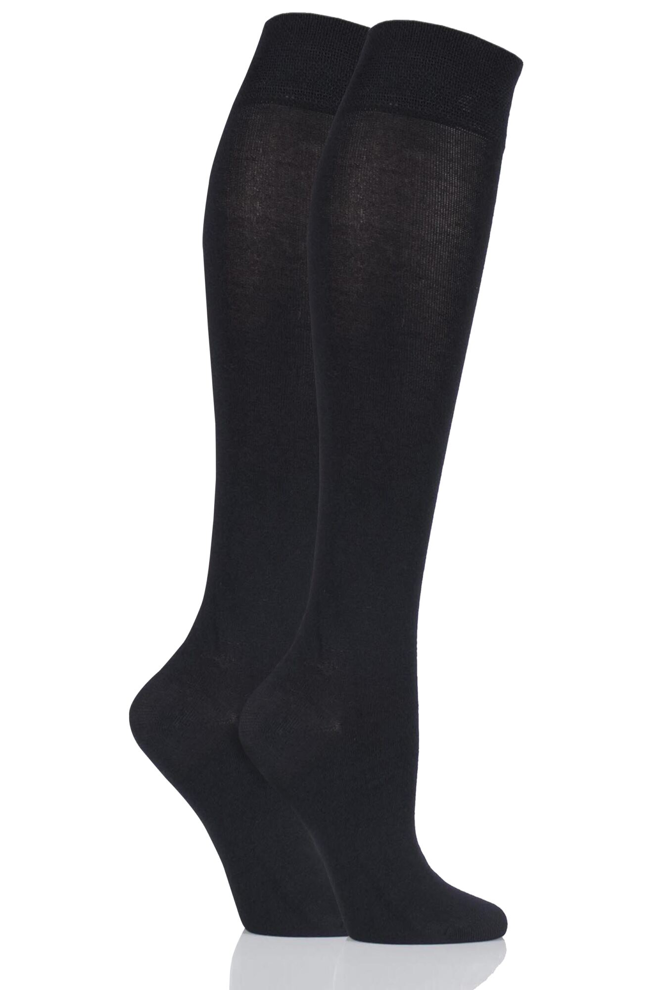 Ladies 2 Pair SOCKSHOP Plain Bamboo Knee High Socks with Smooth Toe ...