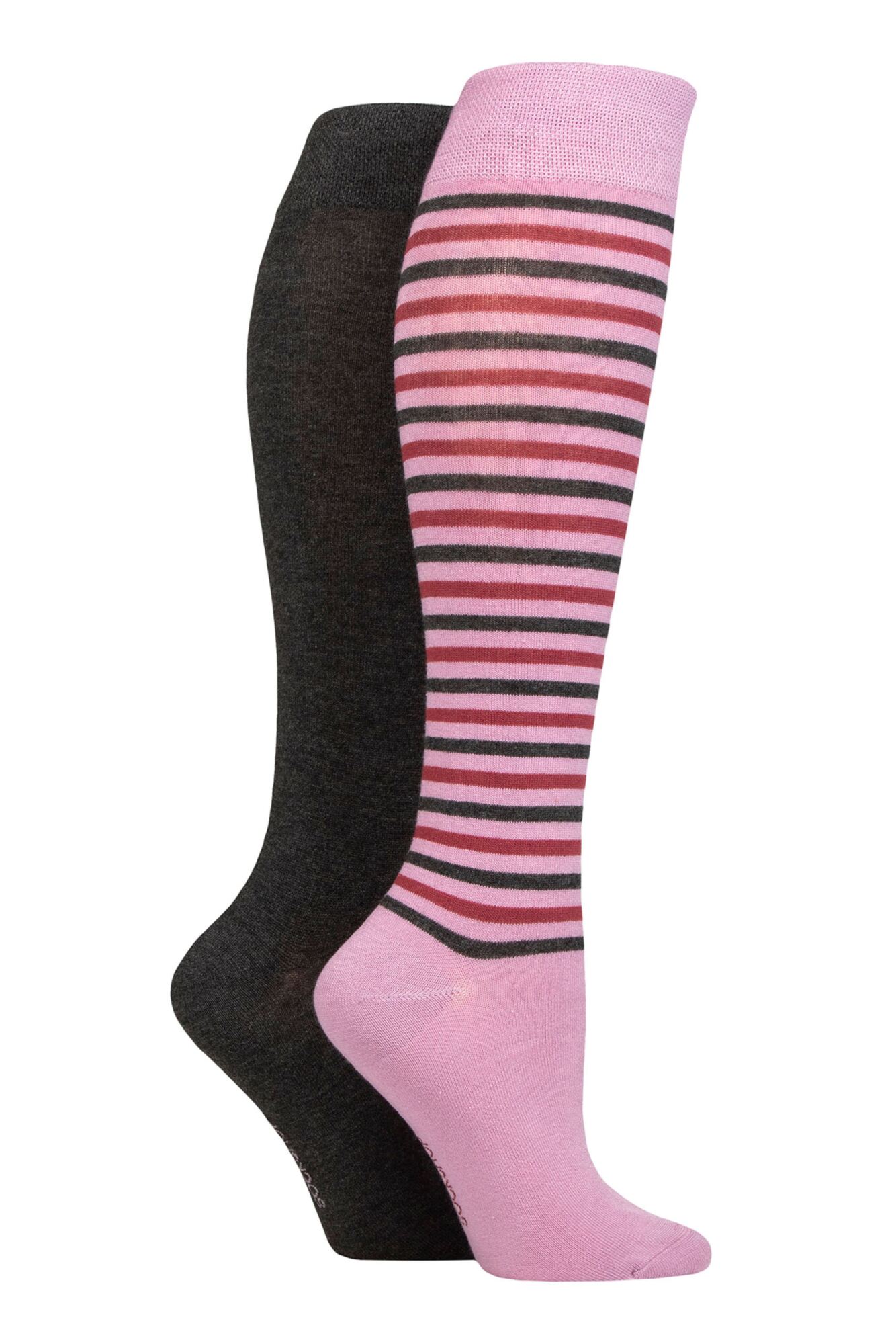 Ladies 2 Pair SOCKSHOP Plain Bamboo Knee High Socks with Smooth Toe ...