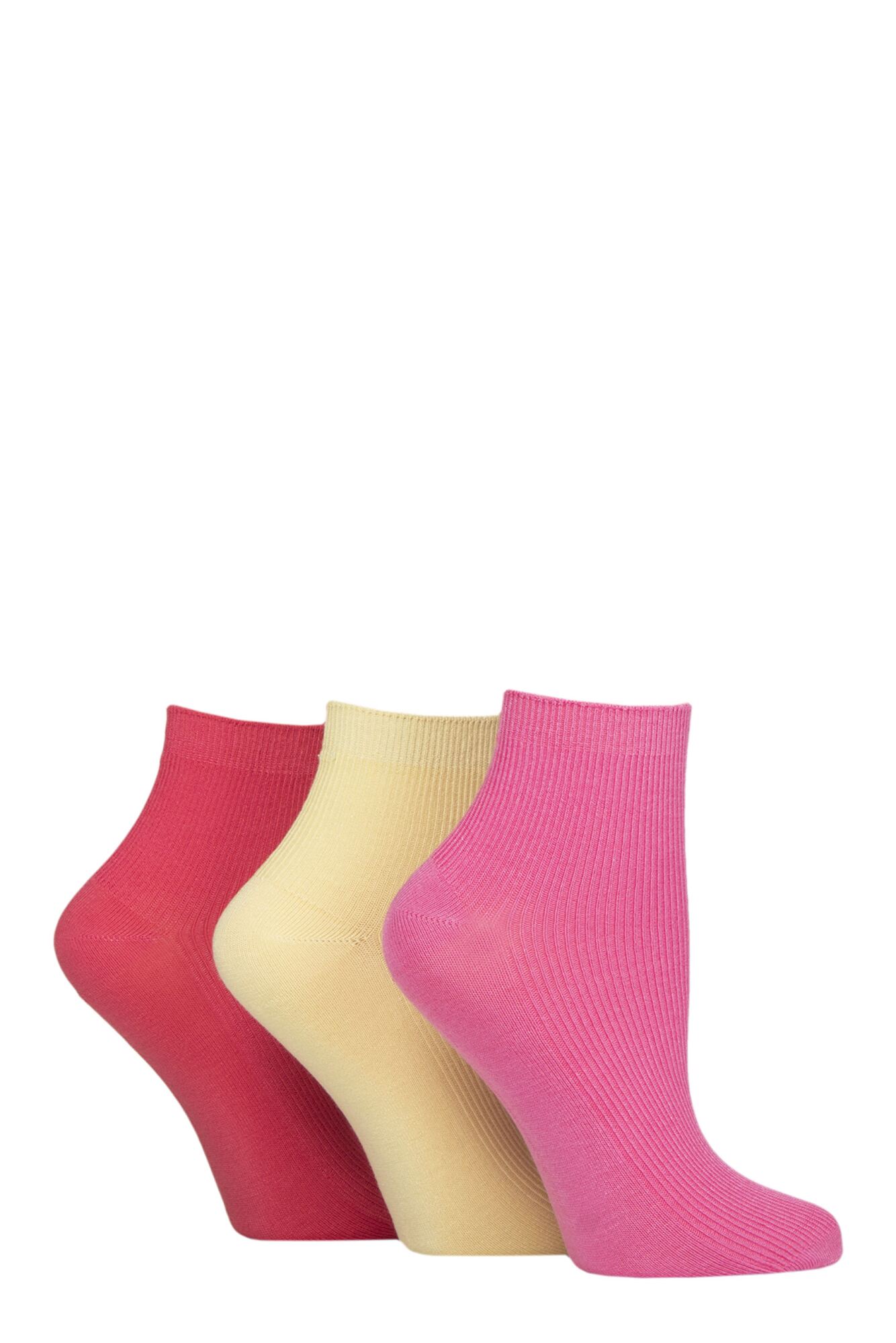 Ladies 3 Pair Elle Ribbed Bamboo Ankle Socks from SockShop