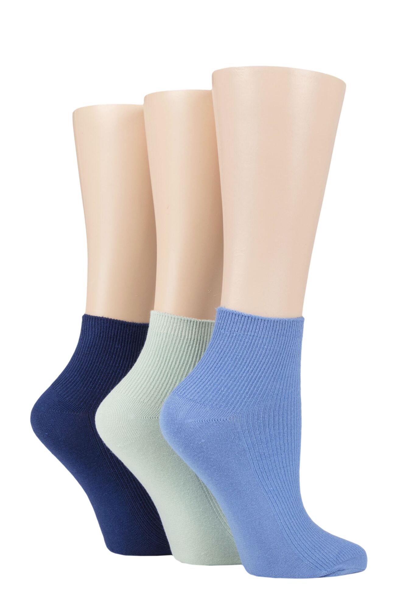 Ladies 3 Pair Elle Ribbed Bamboo Ankle Socks from SockShop