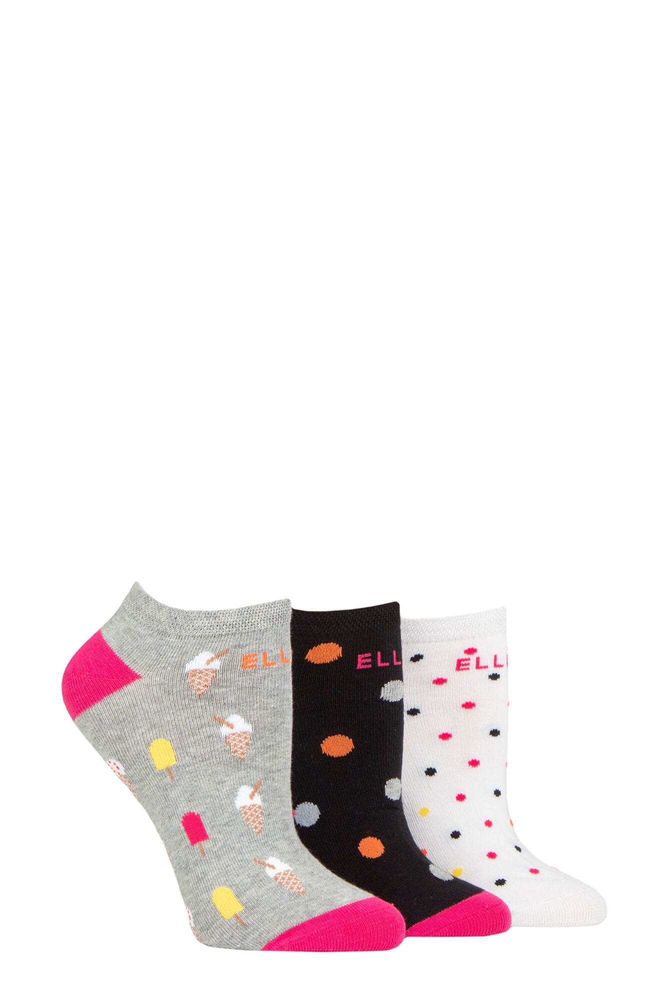 Ladies Elle Patterned Cotton No Show Socks | SOCKSHOP