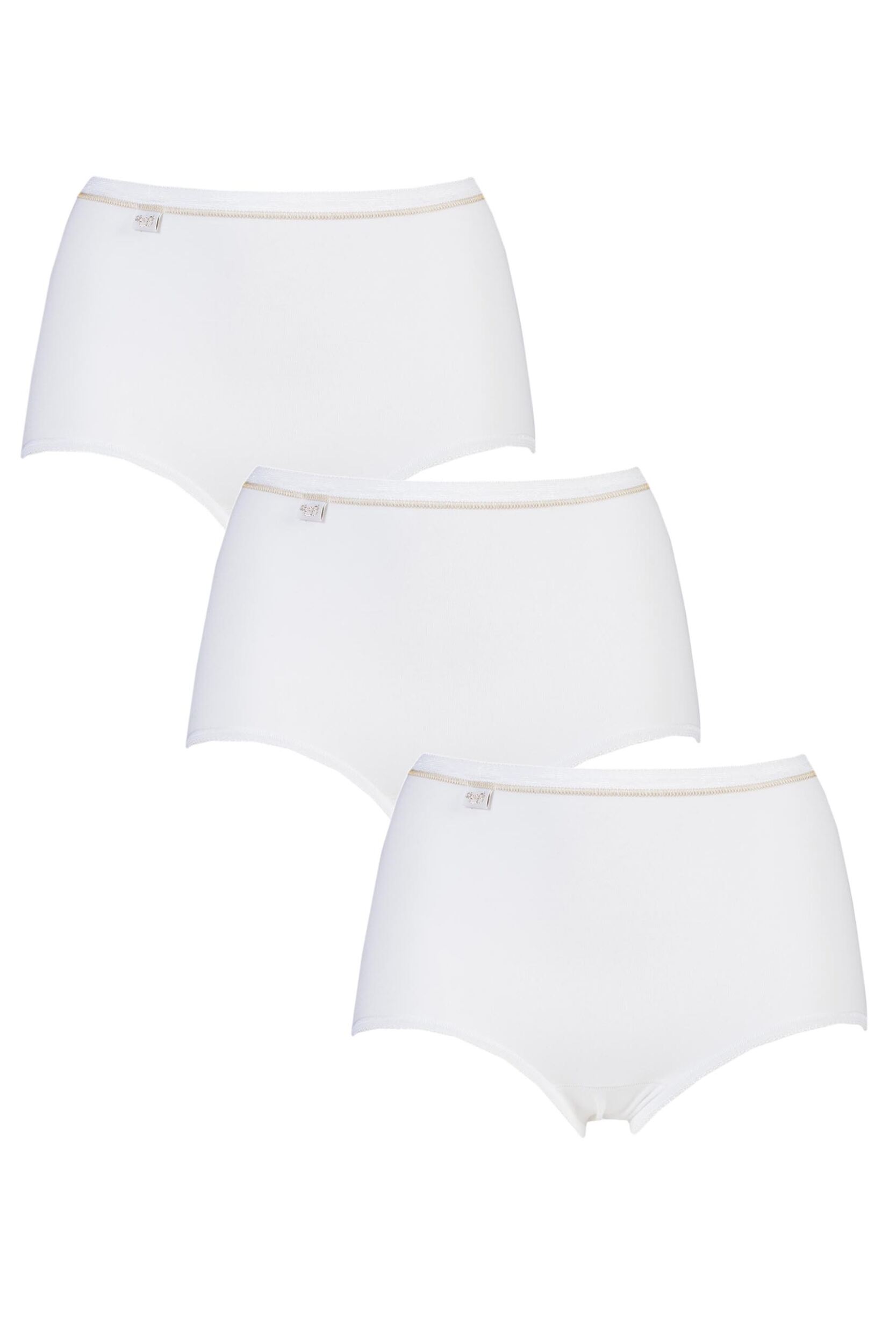 3 Pack White / Gold Basic Maxi Briefs Ladies 12 Ladies - Sloggi