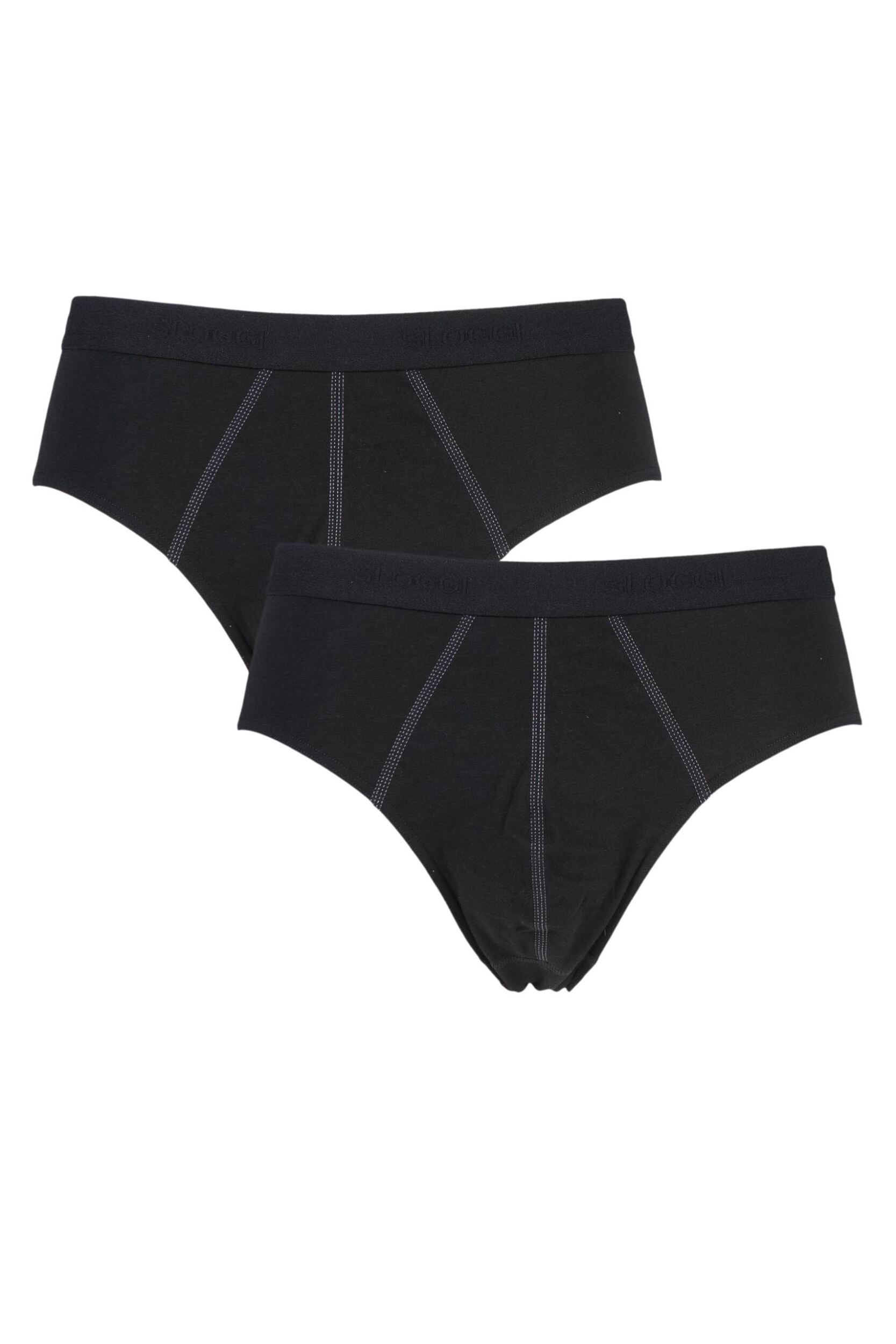 2 Pack Black 24/7 Basic Natural Cotton Midi Briefs Men's 38 Mens - Sloggi