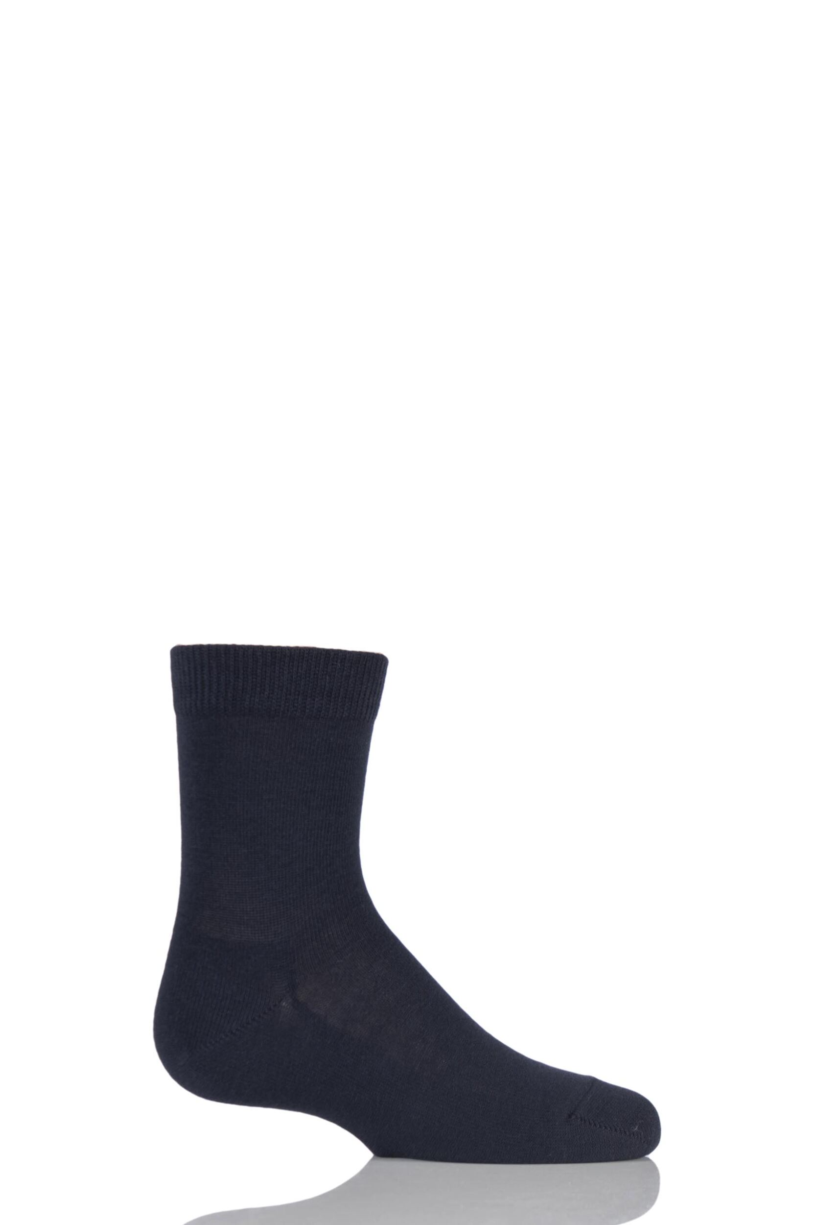 1 Pair Dark Marine Back to School Plain Cotton Socks Kids Unisex 3-5.5 Kids (6-24 Months) - Falke