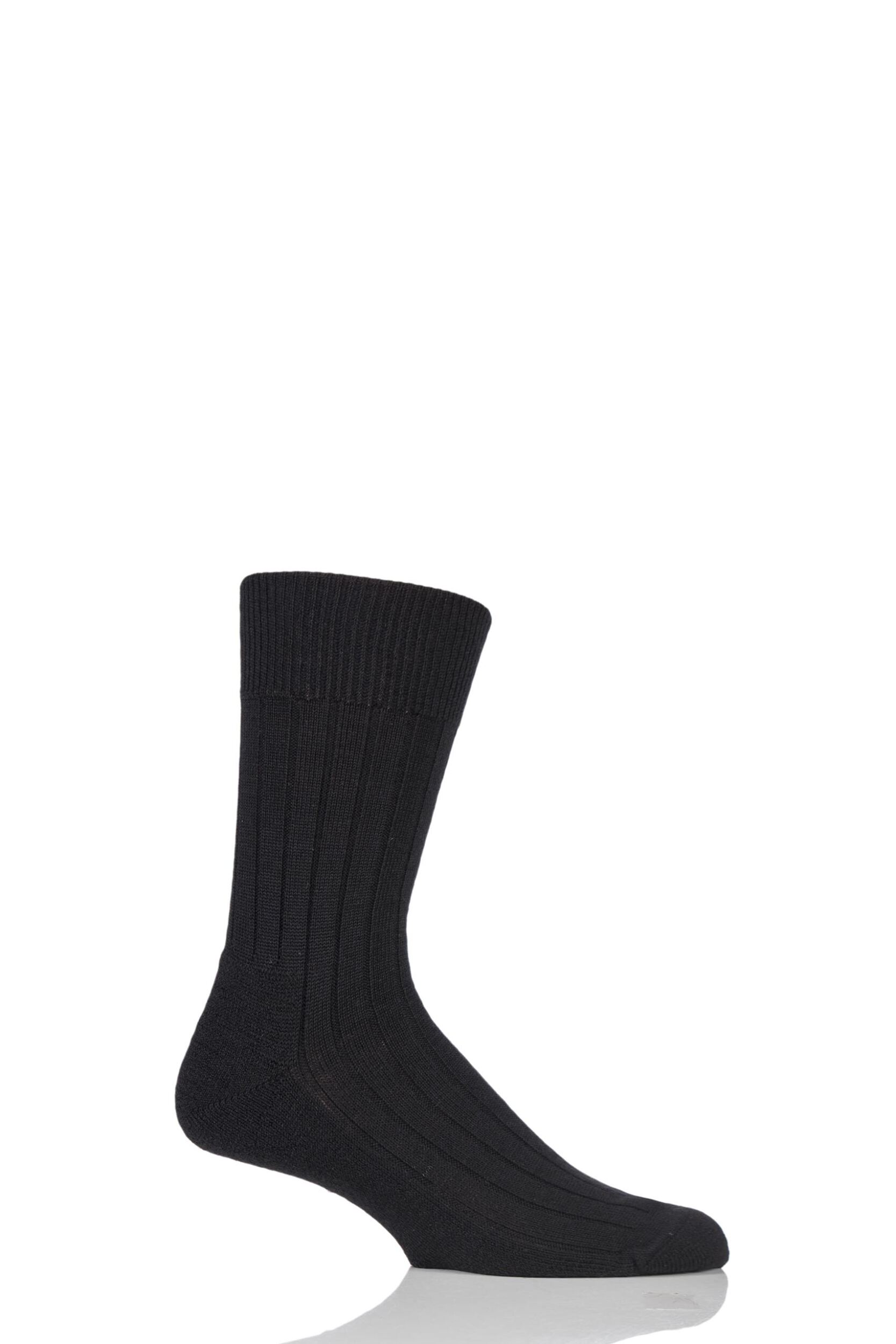 1 Pair Black Teppich Im Schuh 'Carpet In Shoe' Virgin Wool Ribbed Socks Men's 5.5-6.5 Mens - Falke