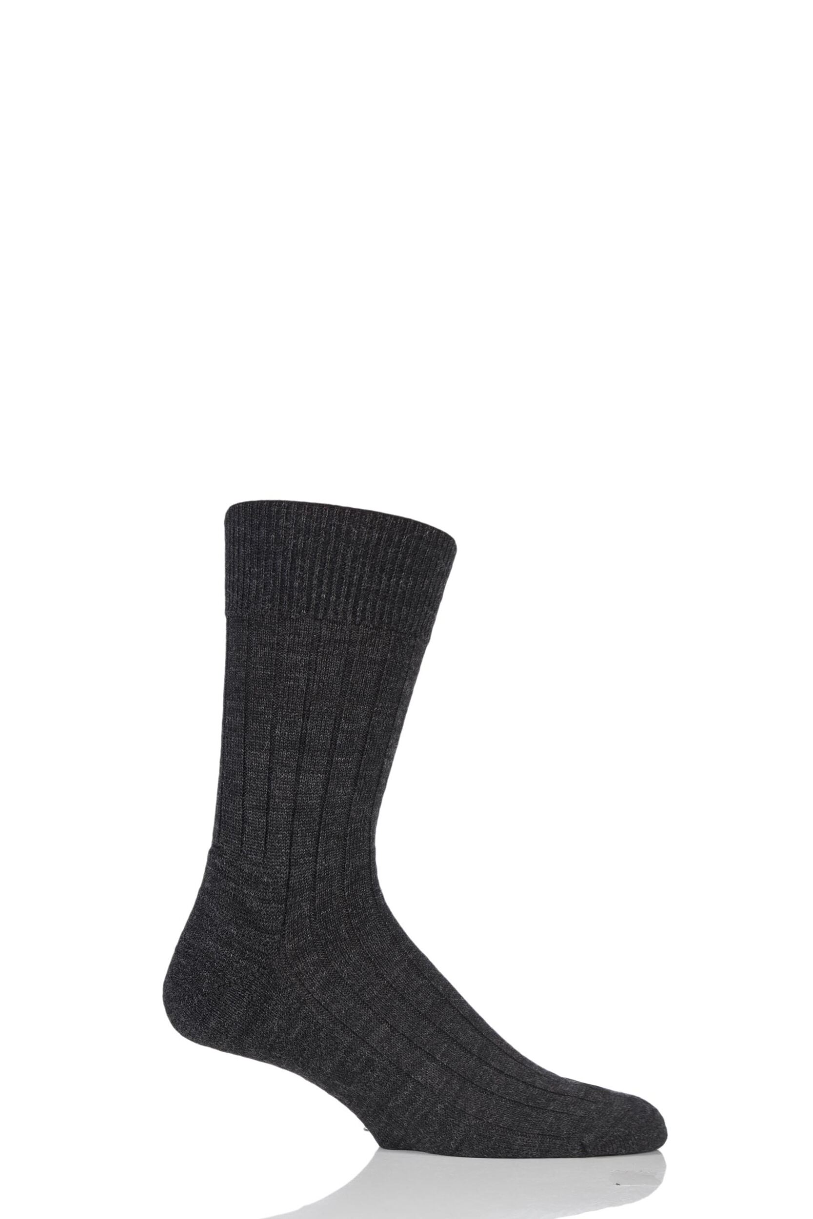 1 Pair Anthracite Teppich Im Schuh 'Carpet In Shoe' Virgin Wool Ribbed Socks Men's 7-8 Mens - Falke