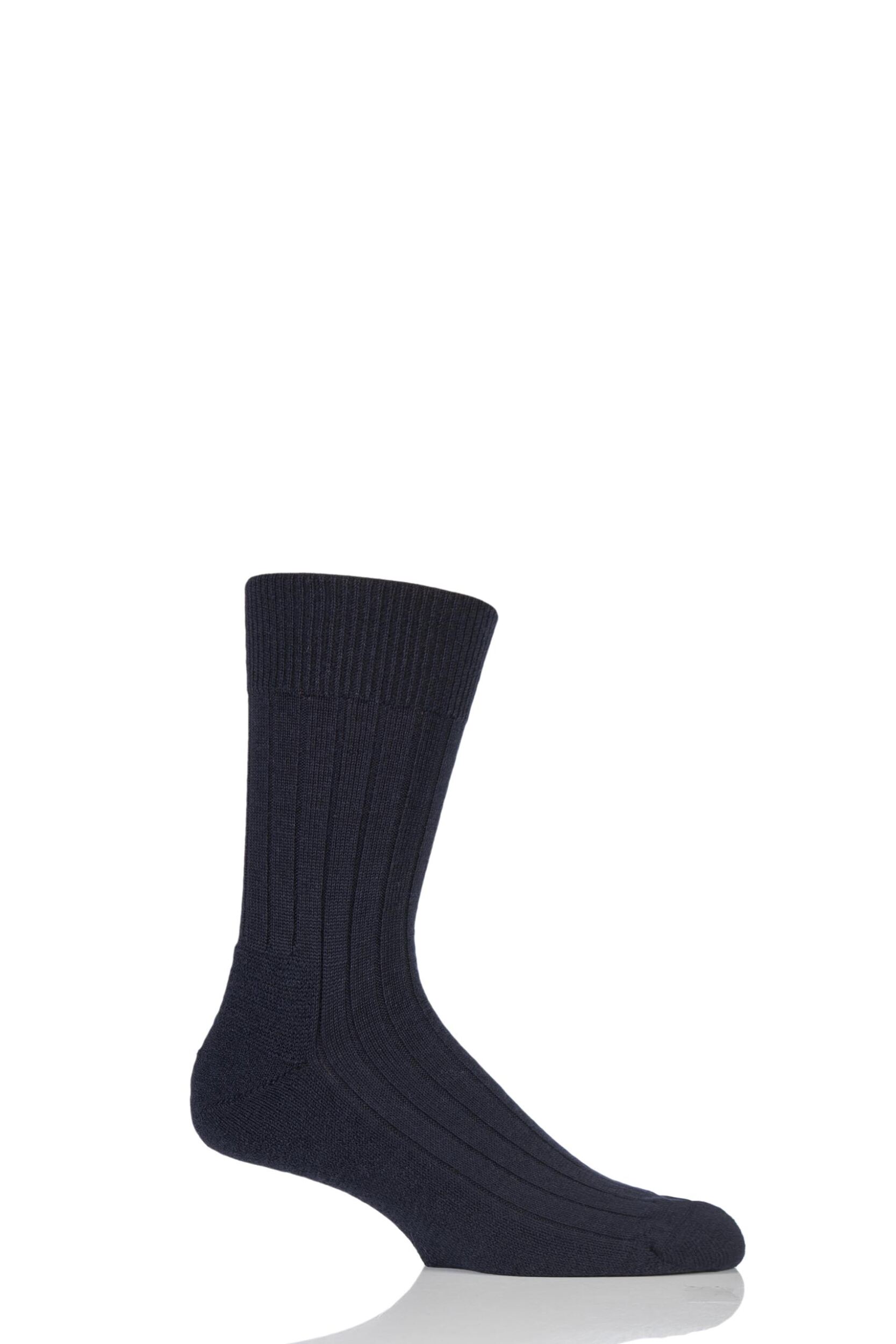 1 Pair Dark Navy Teppich Im Schuh 'Carpet In Shoe' Virgin Wool Ribbed Socks Men's 7-8 Mens - Falke