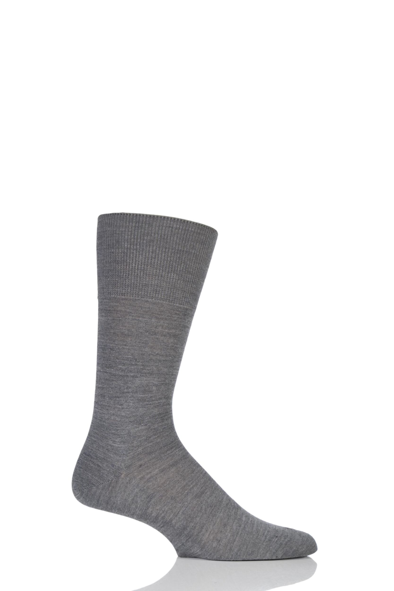 1 Pair Dark Grey Melange Airport Plain Virgin Wool and Cotton Business Socks Men's 10-11 Mens - Falke