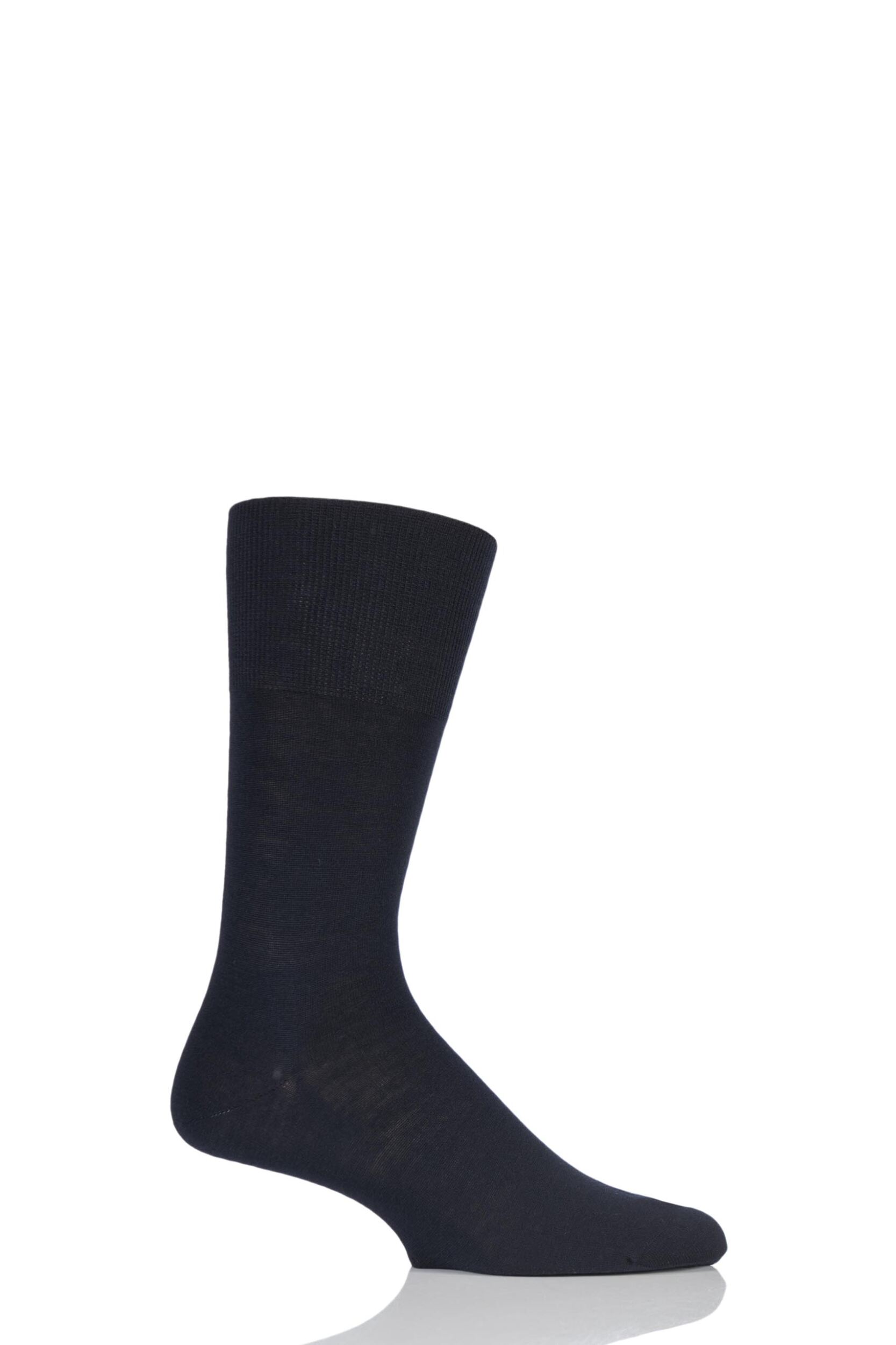 1 Pair Dark Navy Airport Plain Virgin Wool and Cotton Business Socks Men's 10-11 Mens - Falke