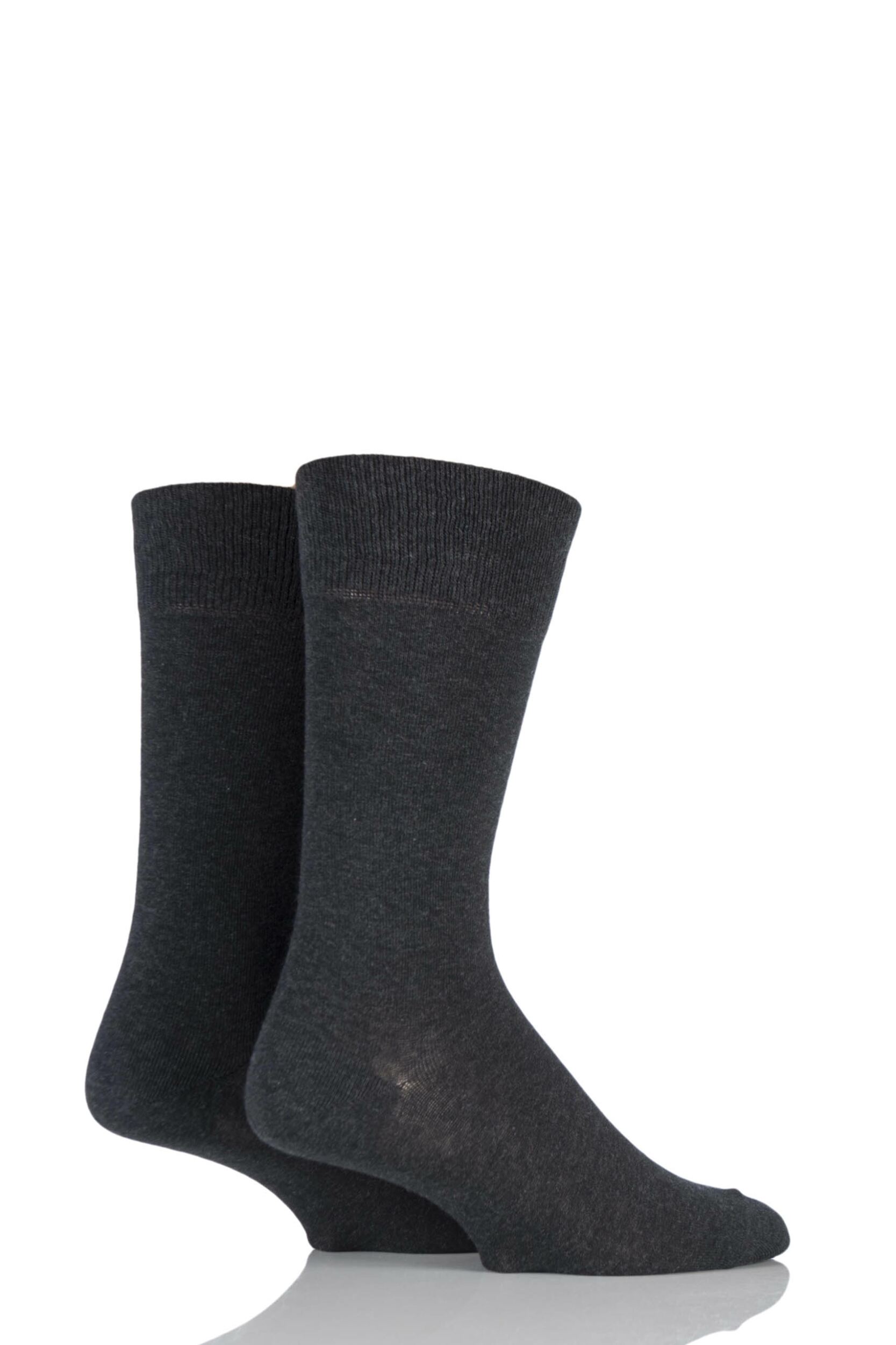 2 Pair Anthracite Melange Swing Plain Cotton Socks Men's 5.5-8 Mens - Falke