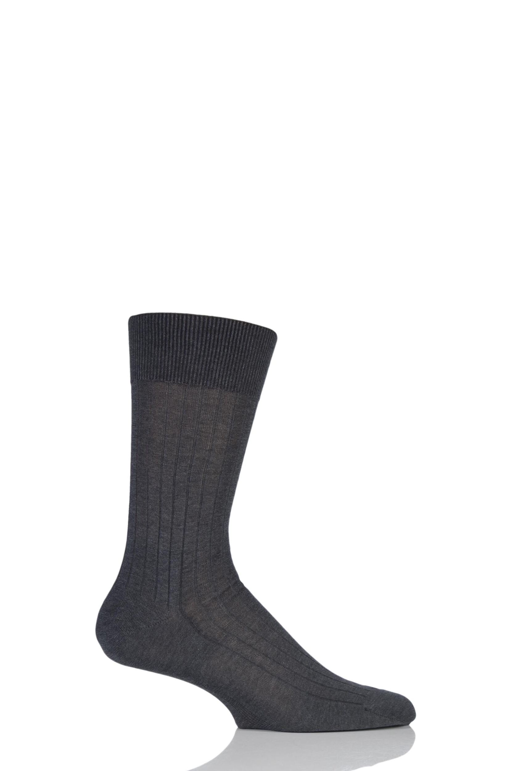 1 Pair Anthracite Melange Milano Rib 97% Fil d'Ecosse Cotton Socks Men's 10-11 Mens - Falke