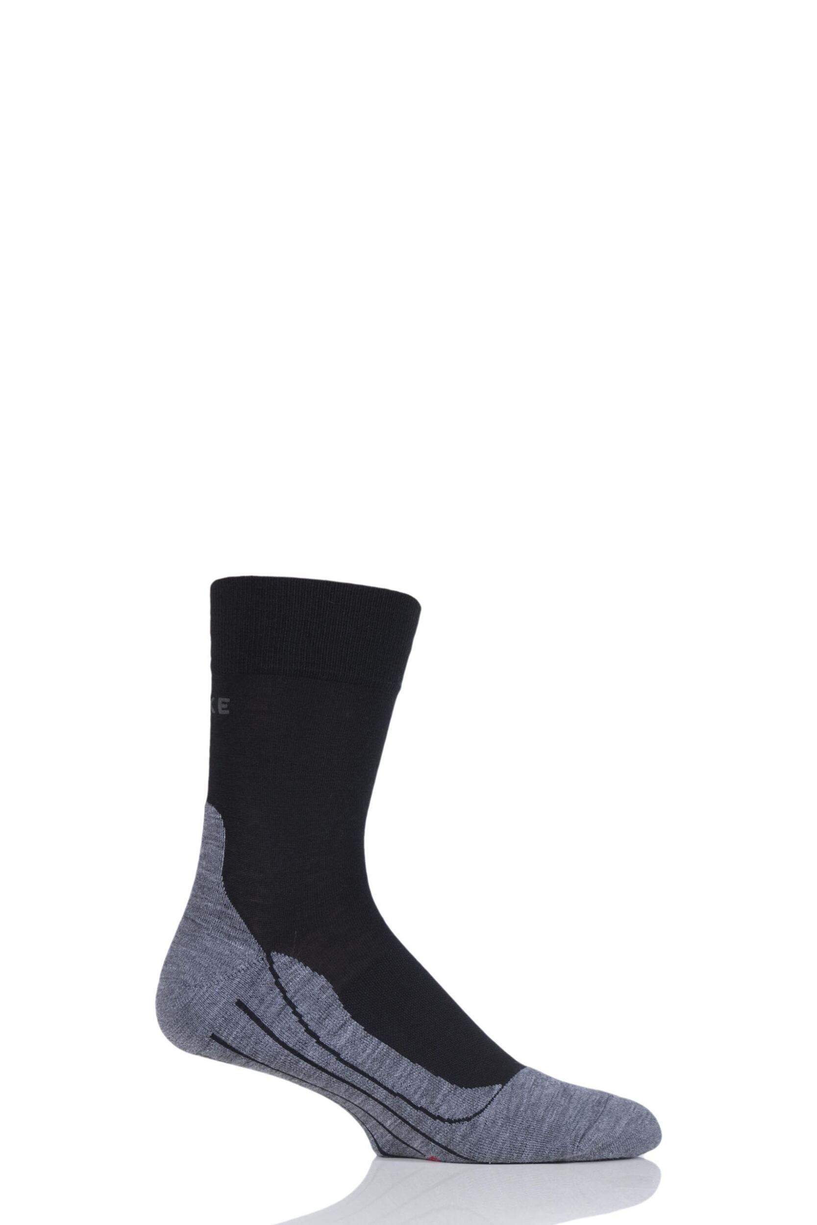 1 Pair Black RU4 Cushioned Wool Sports Crew Socks Men's 5.5-7.5 Mens - Falke