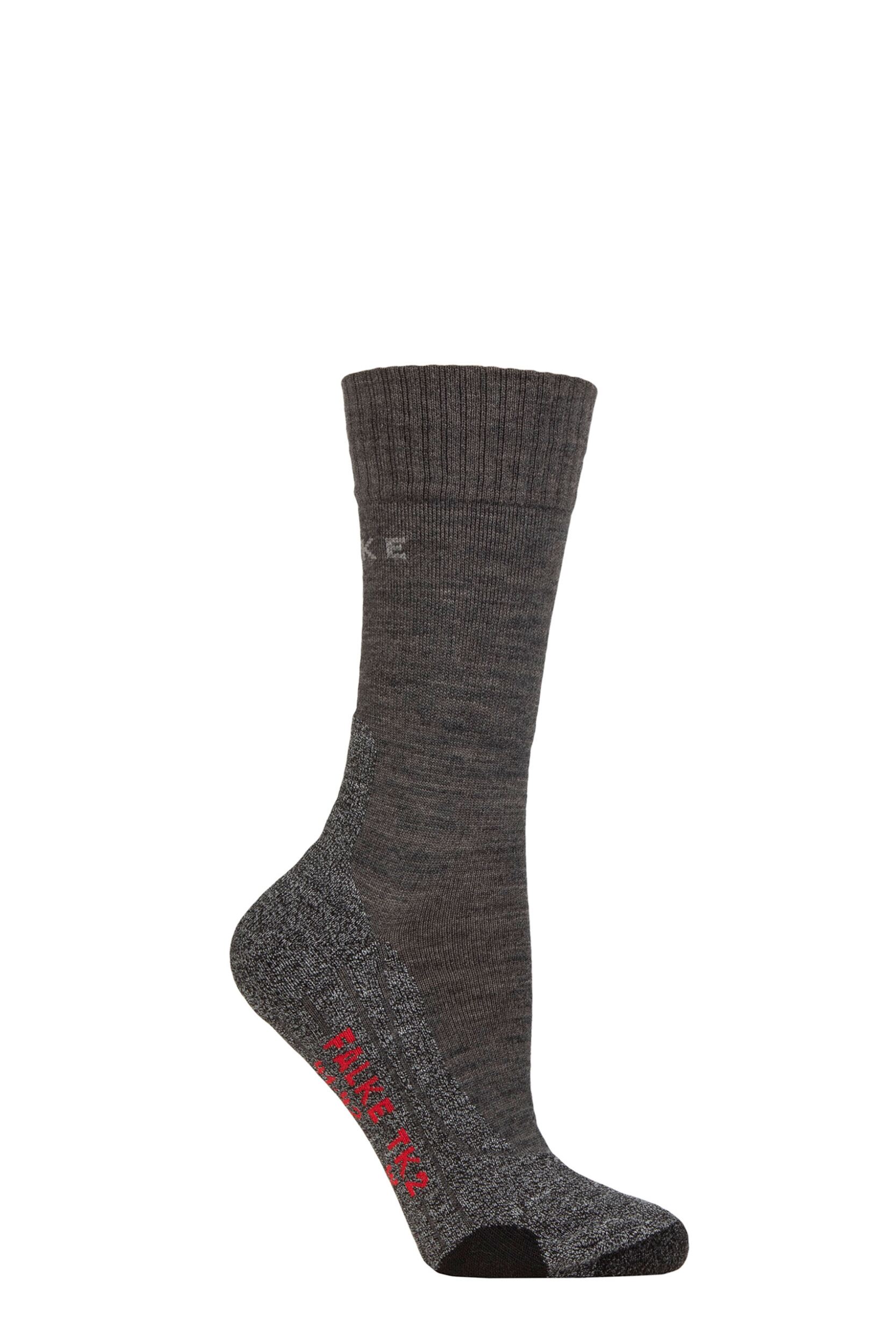 1 Pair Asphalt TK2 Medium Volume Ergonomic Cushioned Trekking Socks Ladies 5.5-6.5 Ladies - Falke