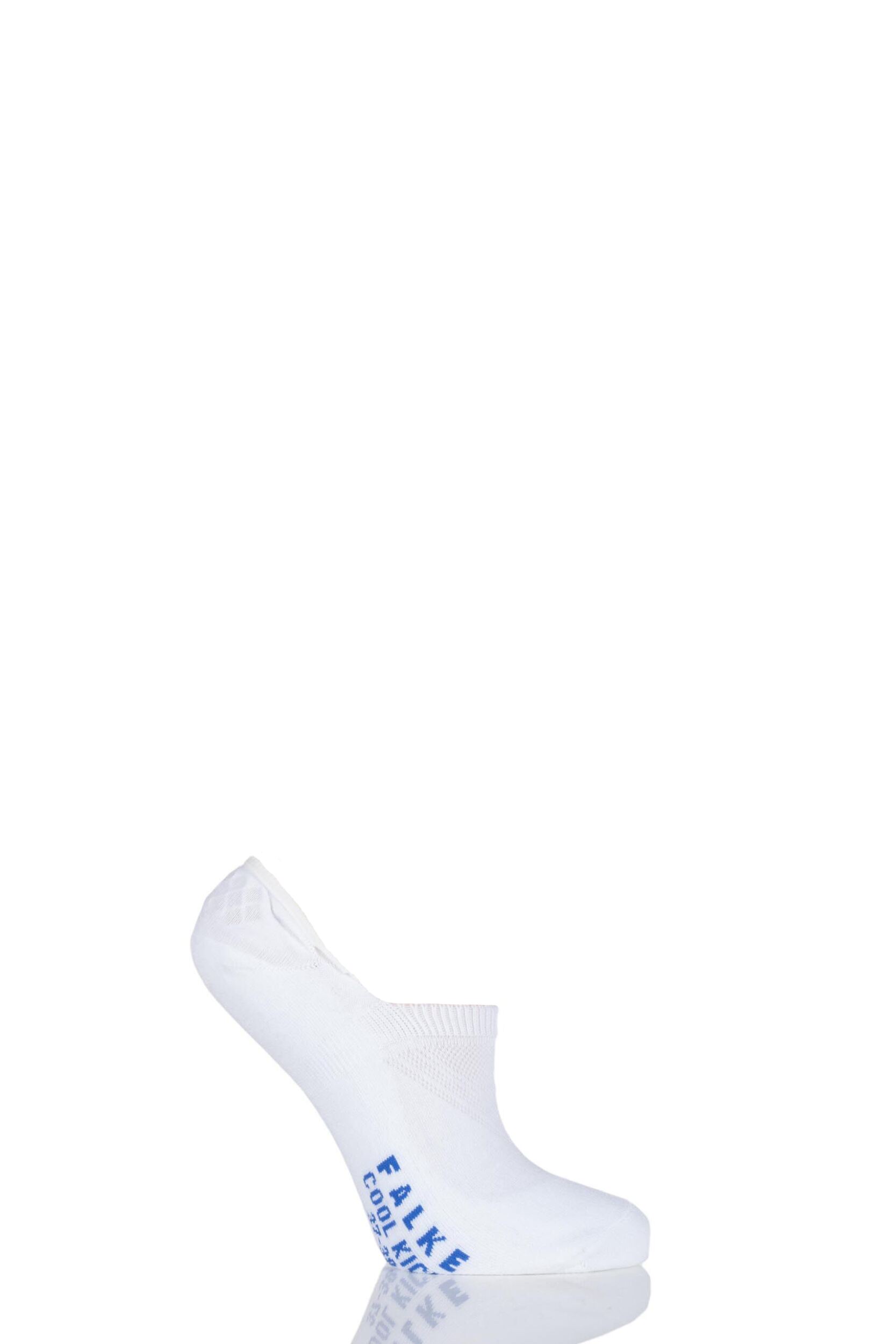 1 Pair White / Blue Sport Spirit Run Invisible Trainer Socks Unisex 4-5 Unisex - Falke