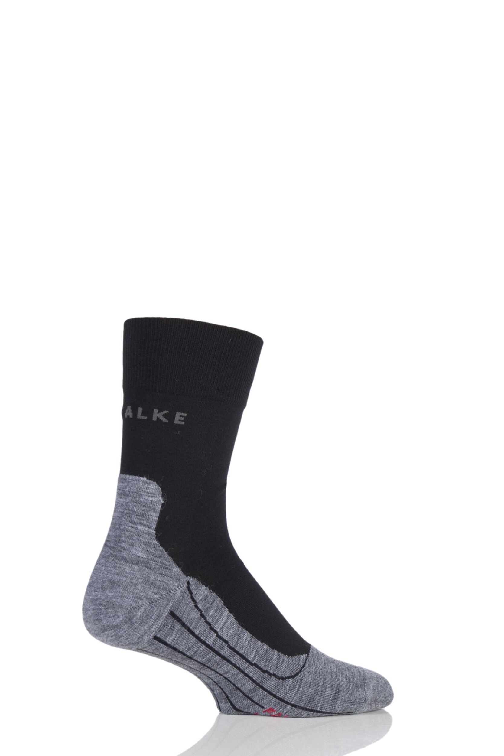 1 Pair Black / Grey RU4 Cool Volume Ergonomic Cushioned Crew Running Socks Men's 11-12.5 Mens - Falke