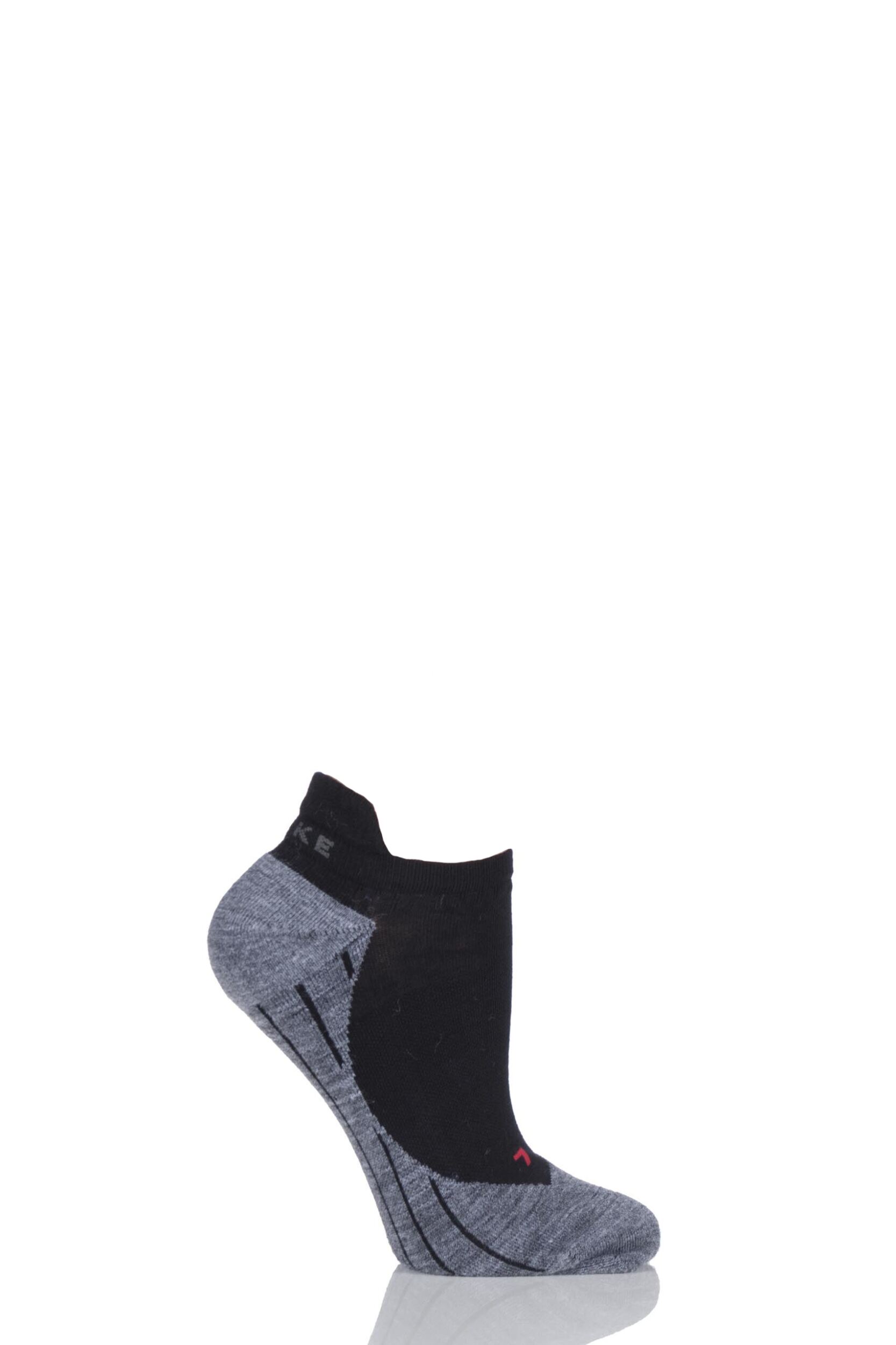 1 Pair Black / Grey RU4 Invisible Light Volume Ergonomic Cushioned Invisible Running Socks Ladies 2.5-3.5 Ladies - Falke