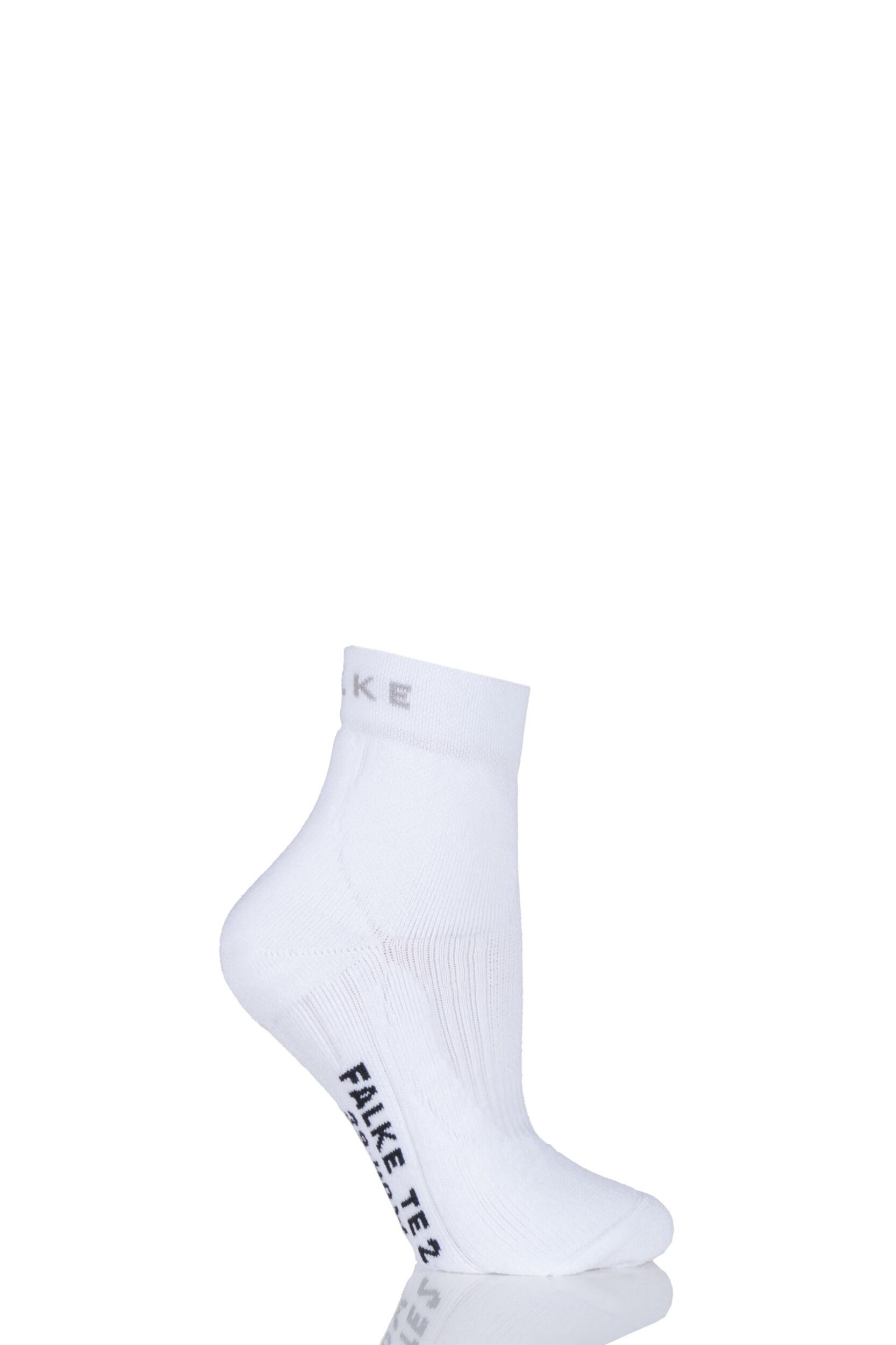 1 Pair White TE2 Short Medium Volume Ergonomic Cushioned Short Tennis Socks Ladies 5.5-6.5 Ladies - Falke