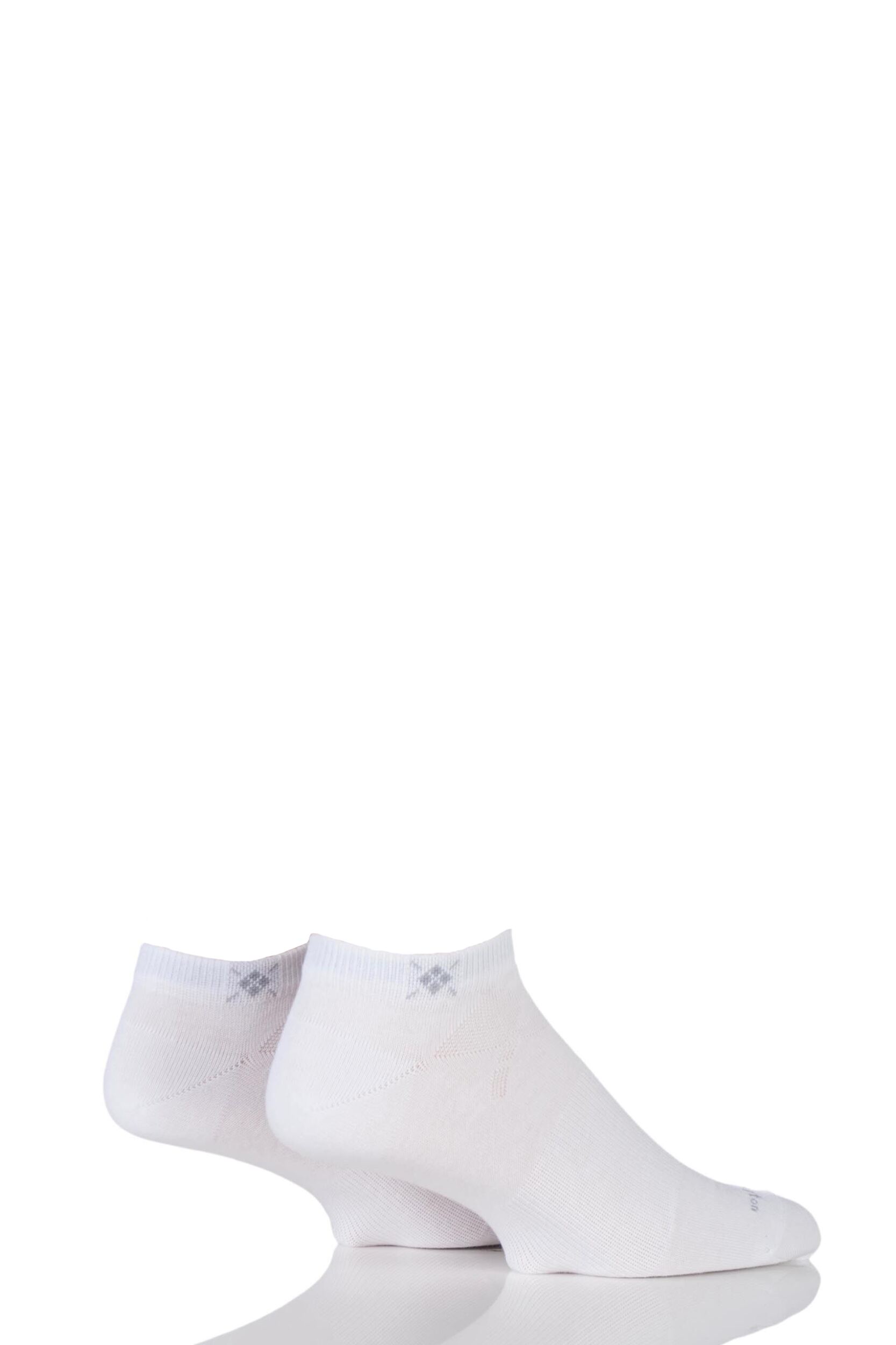 2 Pair White Everyday Cotton Trainer Socks Men's 6.5-11 Mens - Burlington