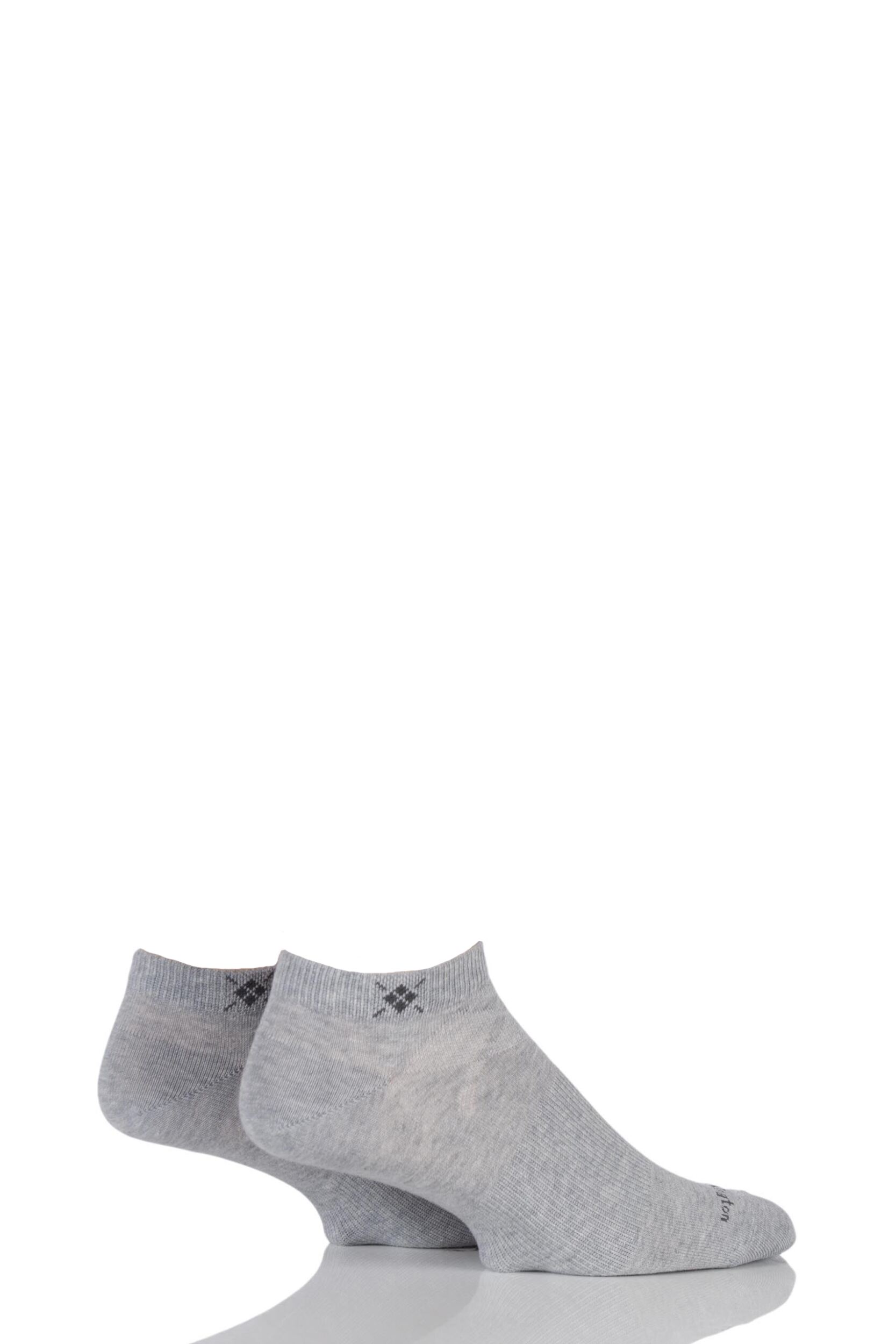 2 Pair Grey Everyday Cotton Trainer Socks Men's 6.5-11 Mens - Burlington