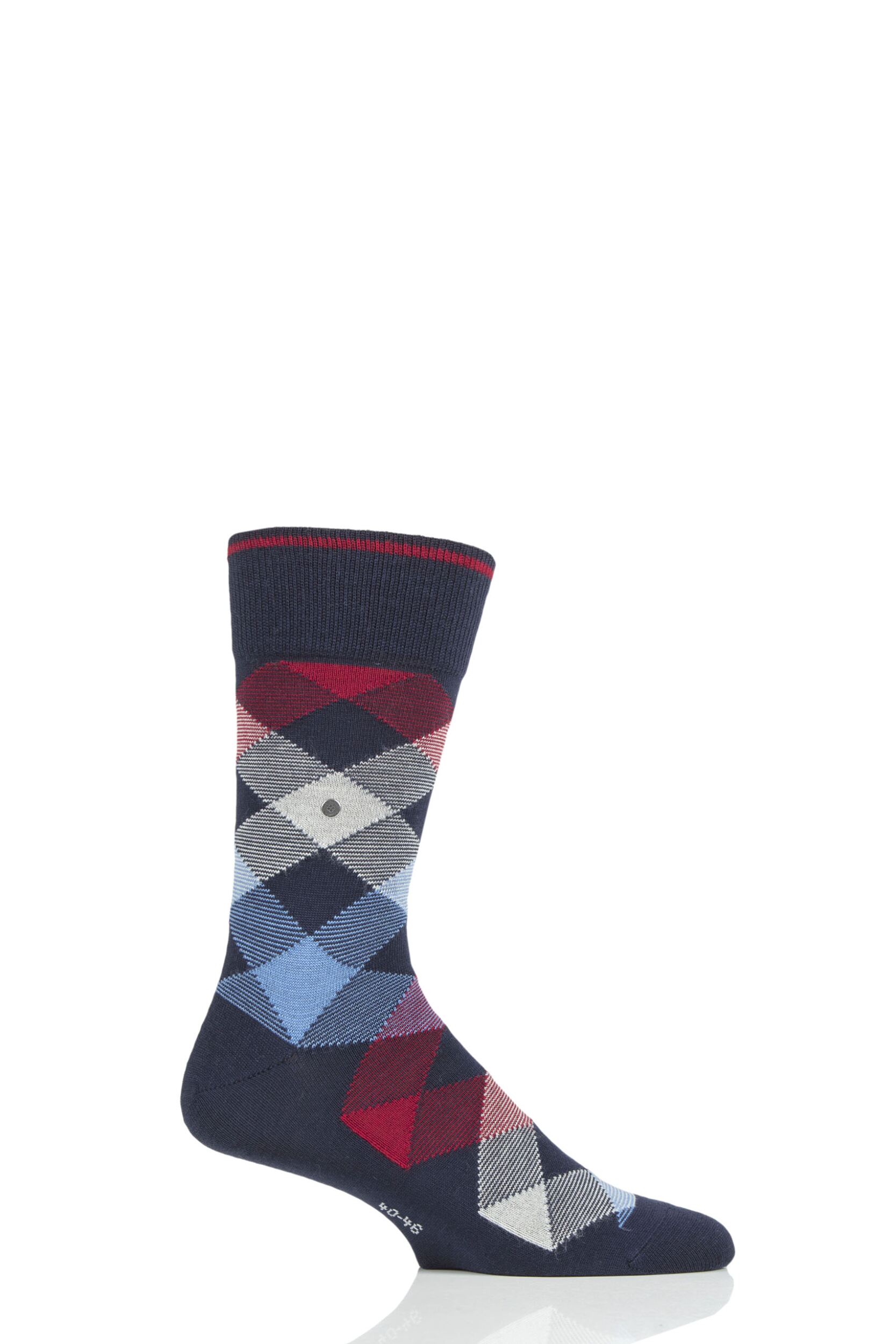 Mens 1 Pair Burlington Newcastle Virgin Wool Tartan Socks Dark Blue 6.5-11 Mens