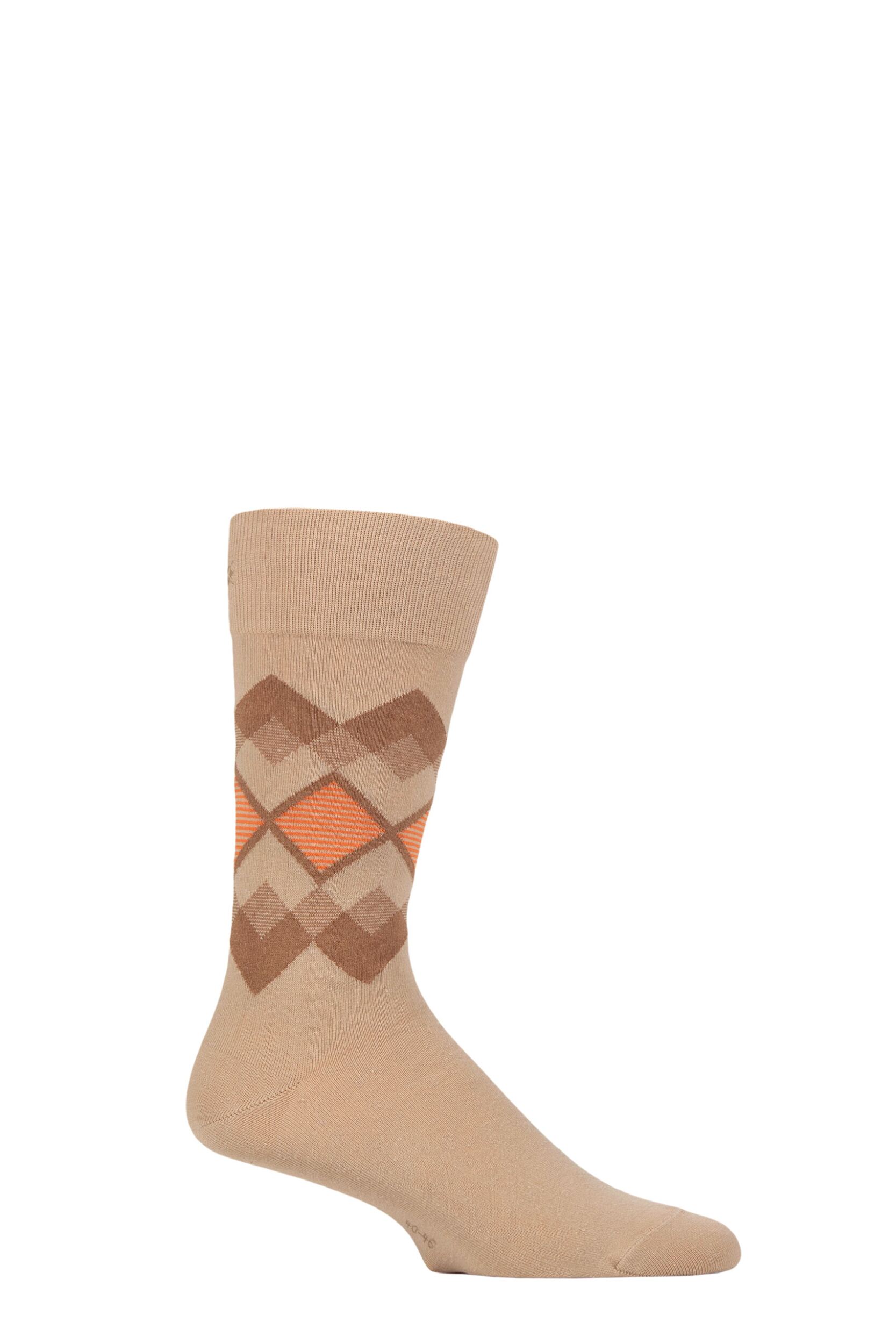 Mens 1 Pair Burlington Vintage Rhomb Organic Cotton Socks Beige 6.5-11 Mens