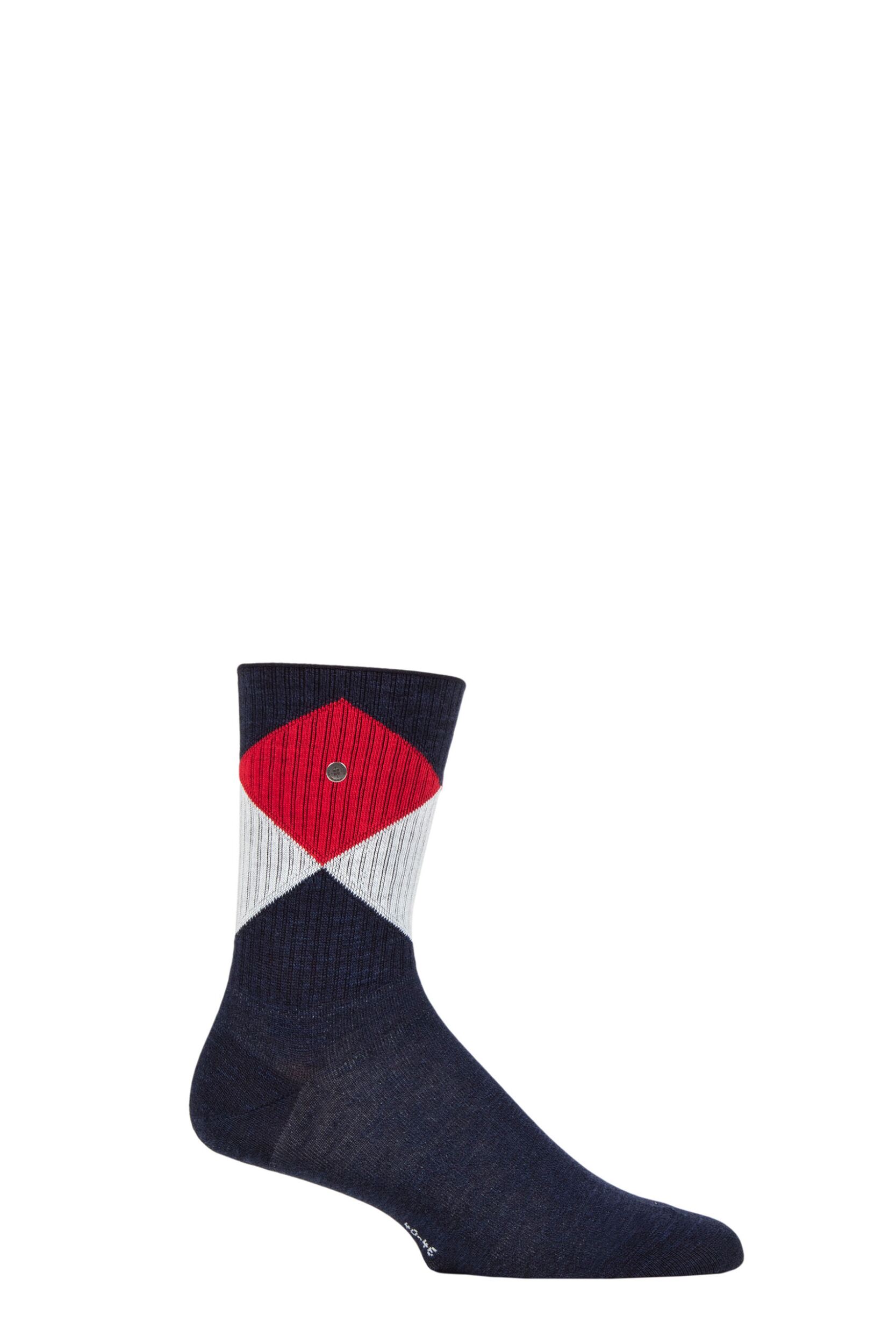 Mens 1 Pair Burlington Active Rhomb Cotton Sports Socks Navy 6.5-11 Mens