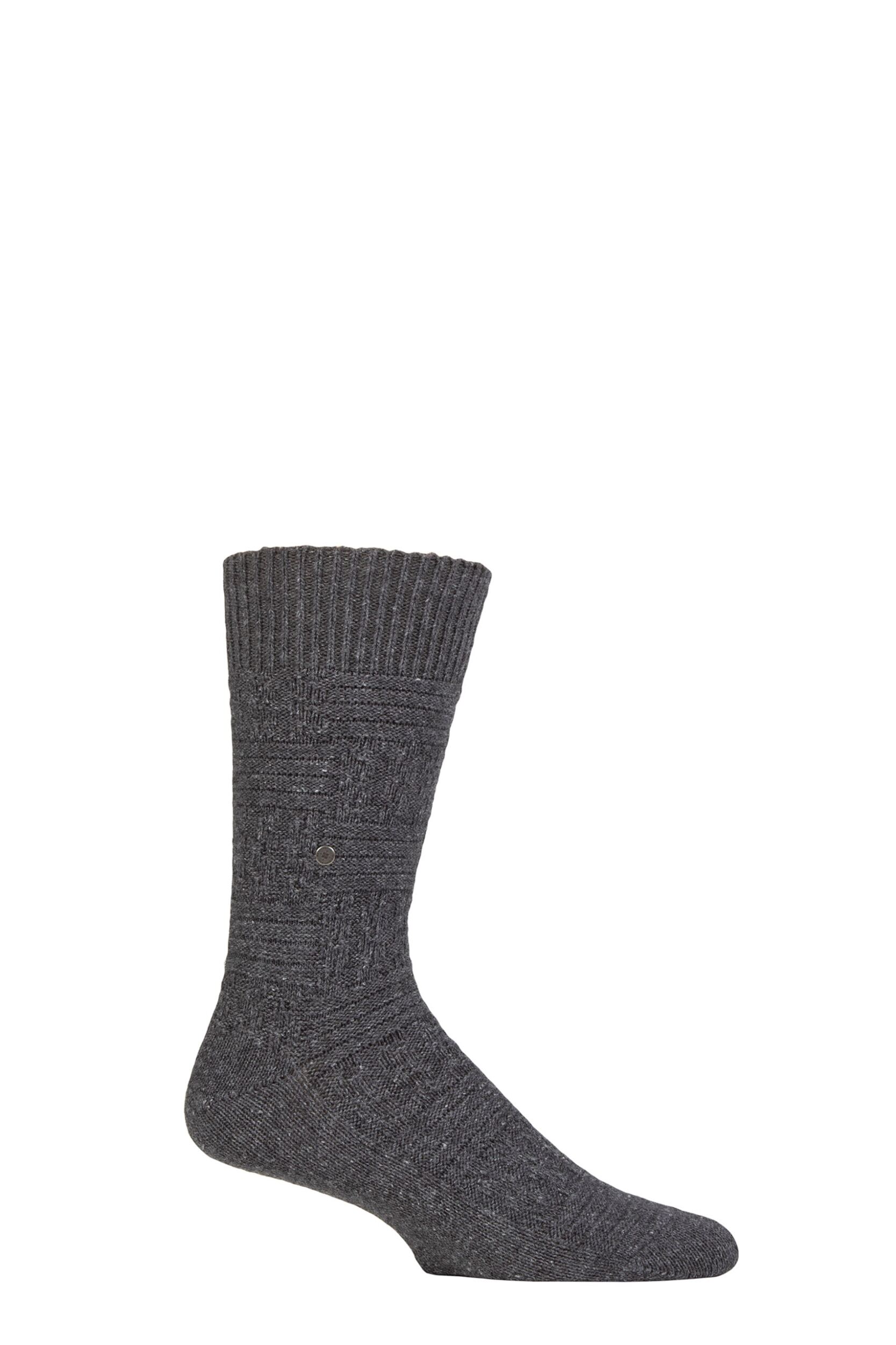 Mens 1 Pair Burlington Structured Wool and Cotton Boot Socks Grey 6.5-11 Mens