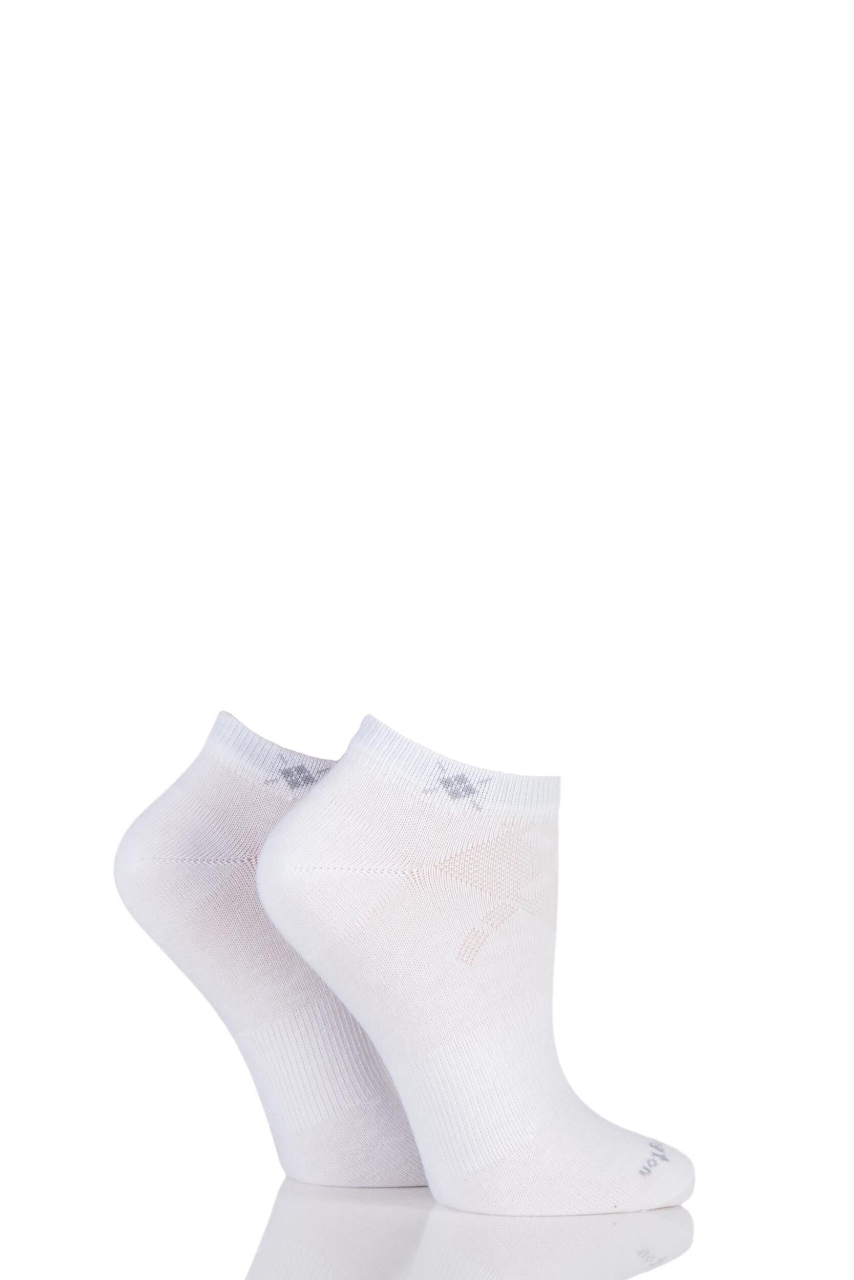 2 Pair White Everyday Cotton Trainer Socks Ladies 3.5-7 Ladies - Burlington