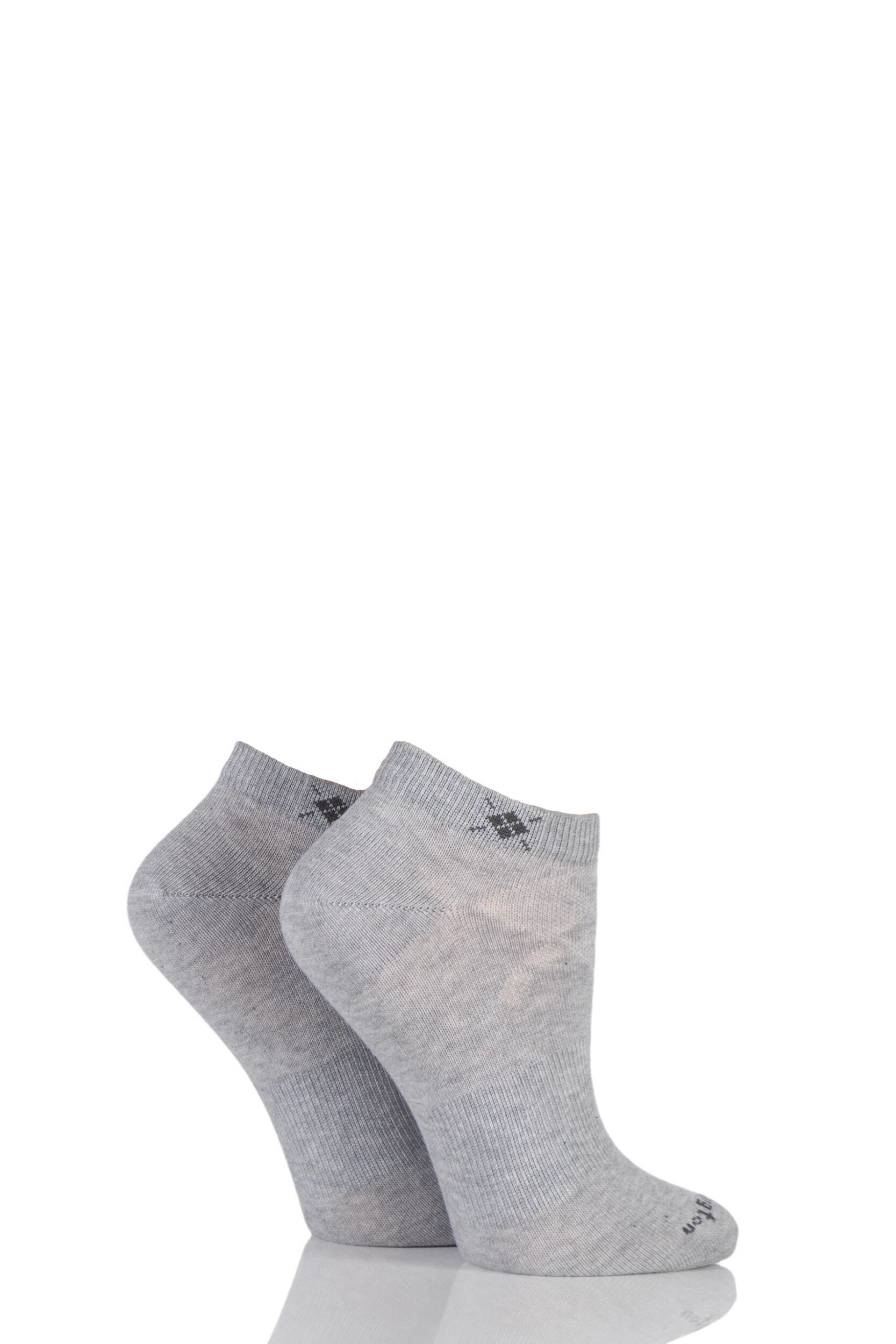 2 Pair Grey Everyday Cotton Trainer Socks Ladies 3.5-7 Ladies - Burlington