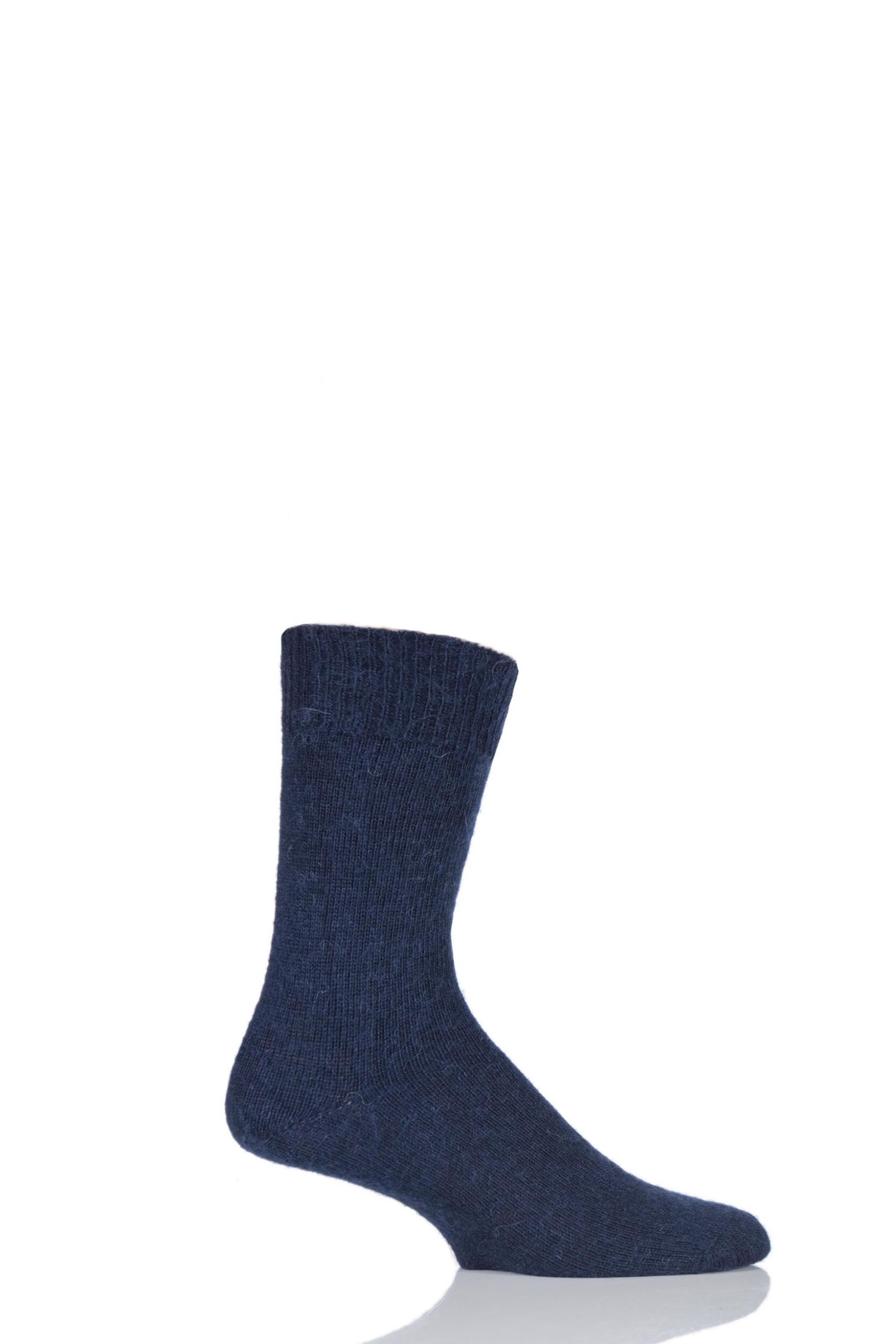 1 Pair Navy of London Mohair Plain Knit True Socks Unisex 4-7 Unisex - SOCKSHOP of London