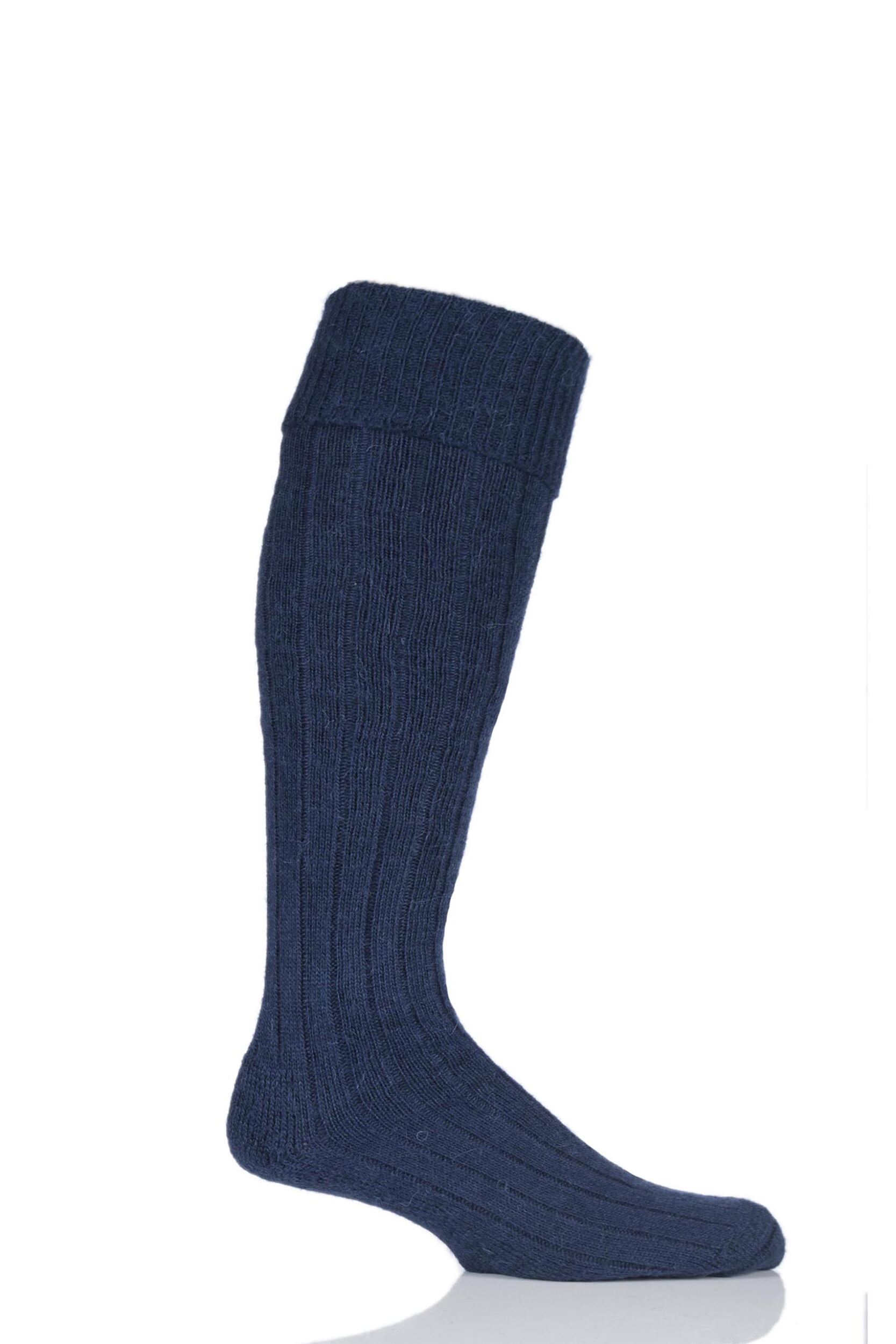 1 Pair Navy of London Mohair Knee High Socks With Extra Cushioning and Ribbed Top Unisex 8-10 Unisex - SOCKSHOP of London