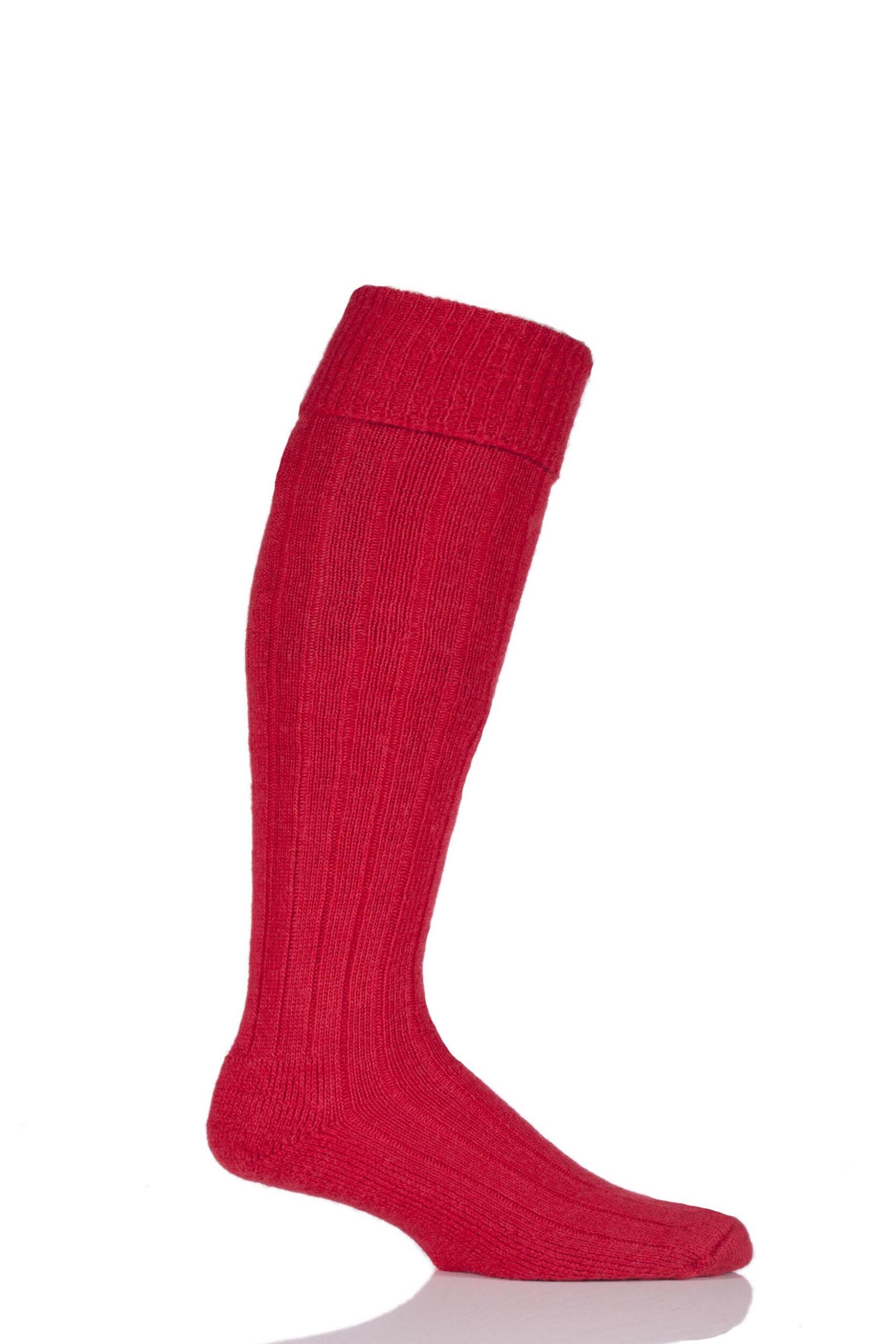 1 Pair Red of London Mohair Knee High Socks With Extra Cushioning and Ribbed Top Unisex 4-7 Unisex - SOCKSHOP of London