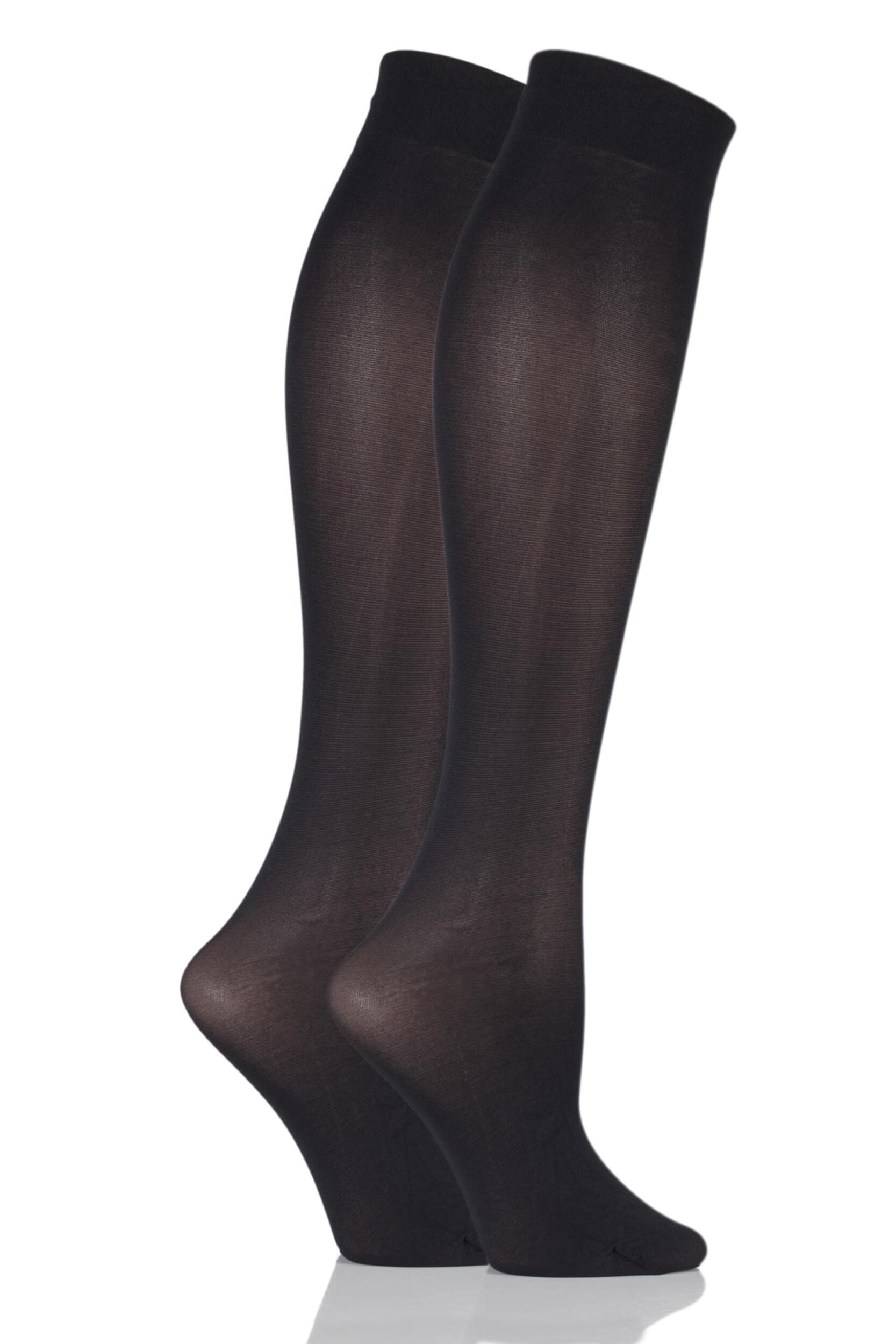 Image of Ladies 2 Pair Elle 40 Denier Opaque Knee Highs