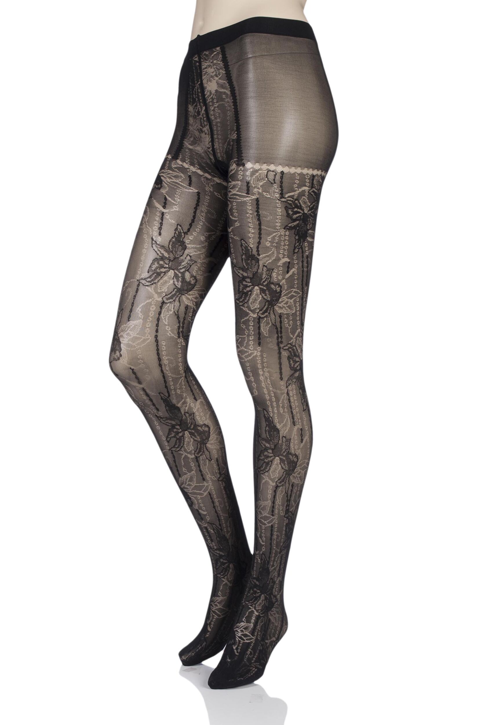 Image of Ladies 1 Pair Falke Antique Floral Tights