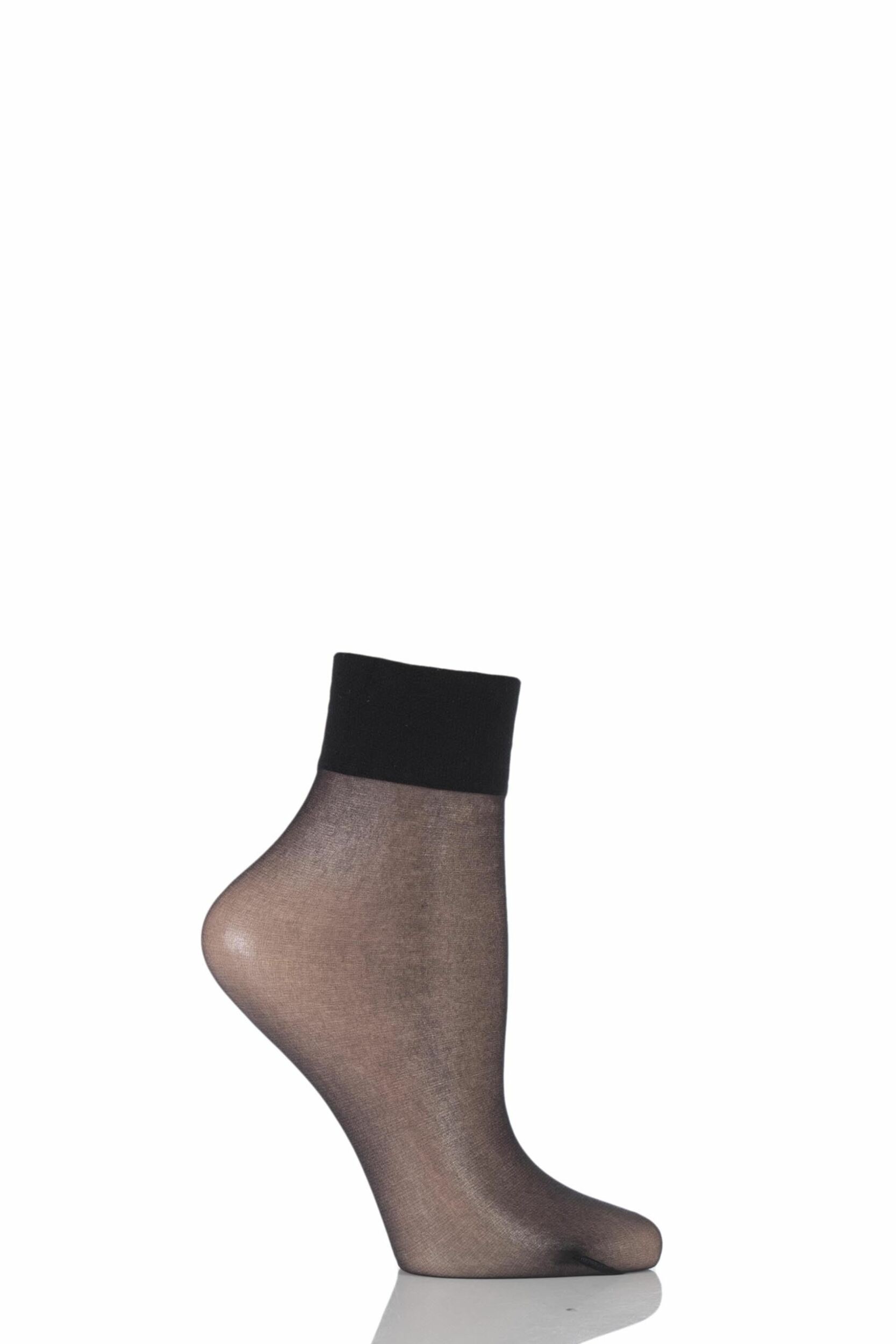 Image of Ladies 1 Pair Falke Shelina 12 Denier Ultra Transparent Ankle Highs With Shimmer And Sensitive Top