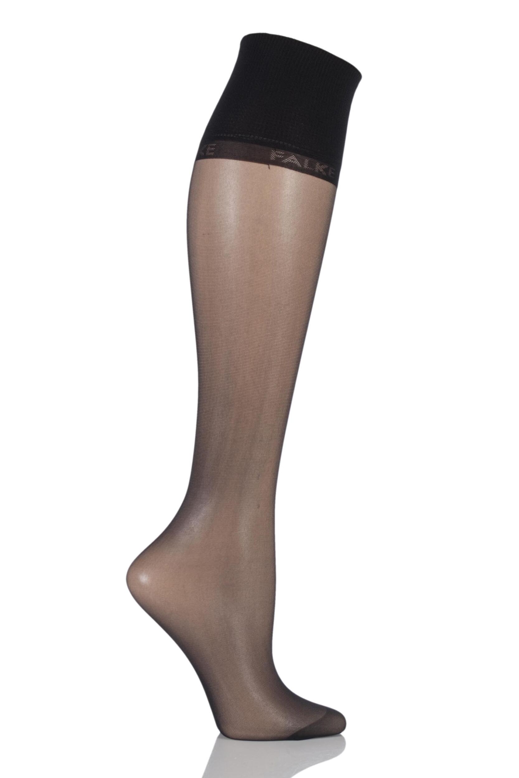 Image of Ladies 1 Pair Falke Pure Matt 20 Knee Highs With Sensitive Top