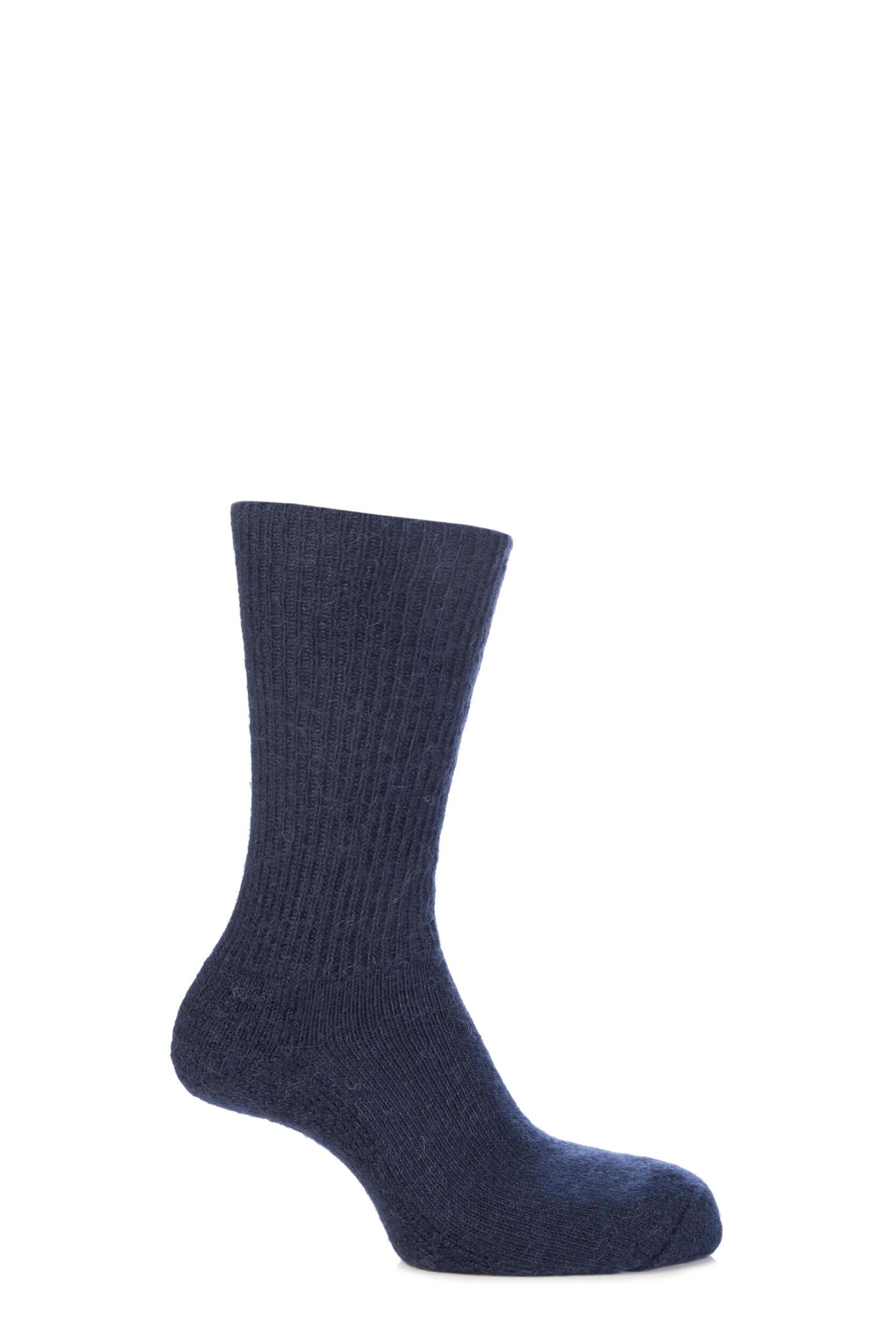 1 Pair Navy of London Mohair Ribbed Socks With Cushioning Unisex 11-13 Unisex - SOCKSHOP of London