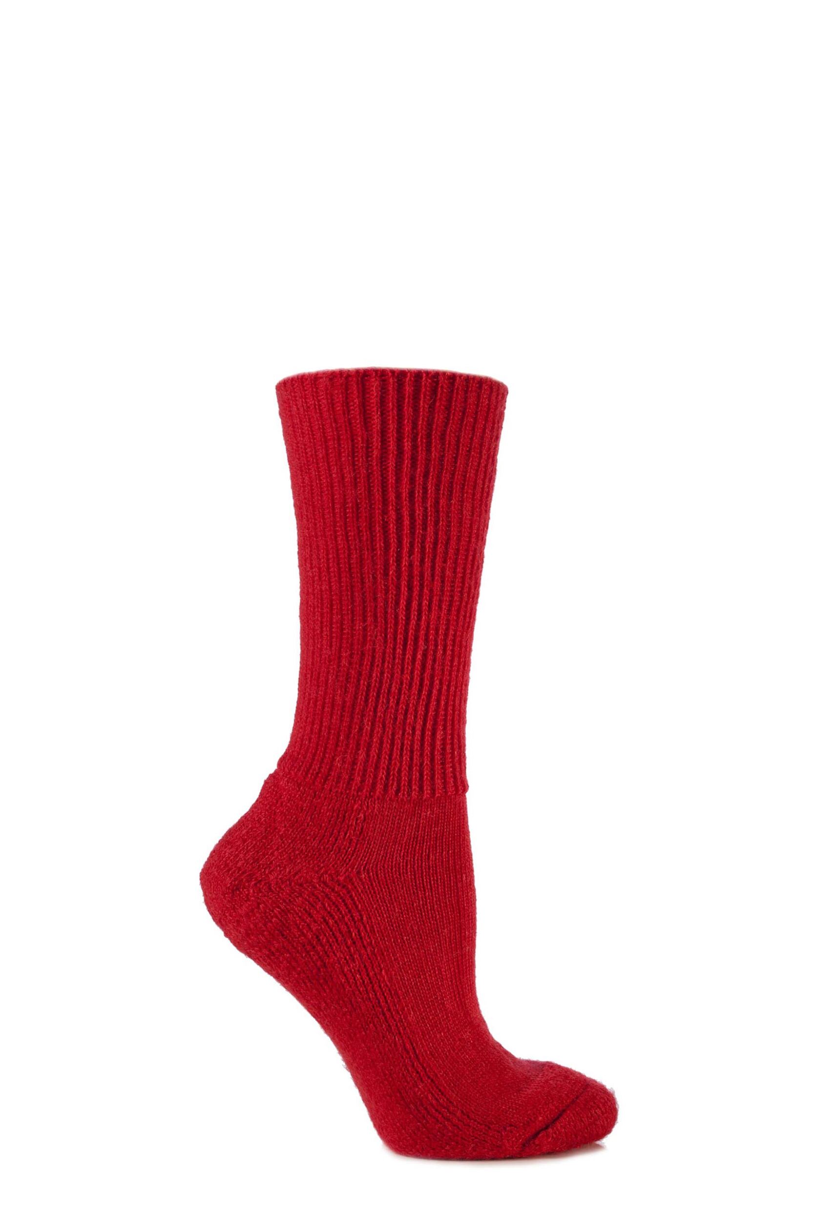 1 Pair Red of London Mohair Ribbed Socks With Cushioning Unisex 8-10 Unisex - SOCKSHOP of London