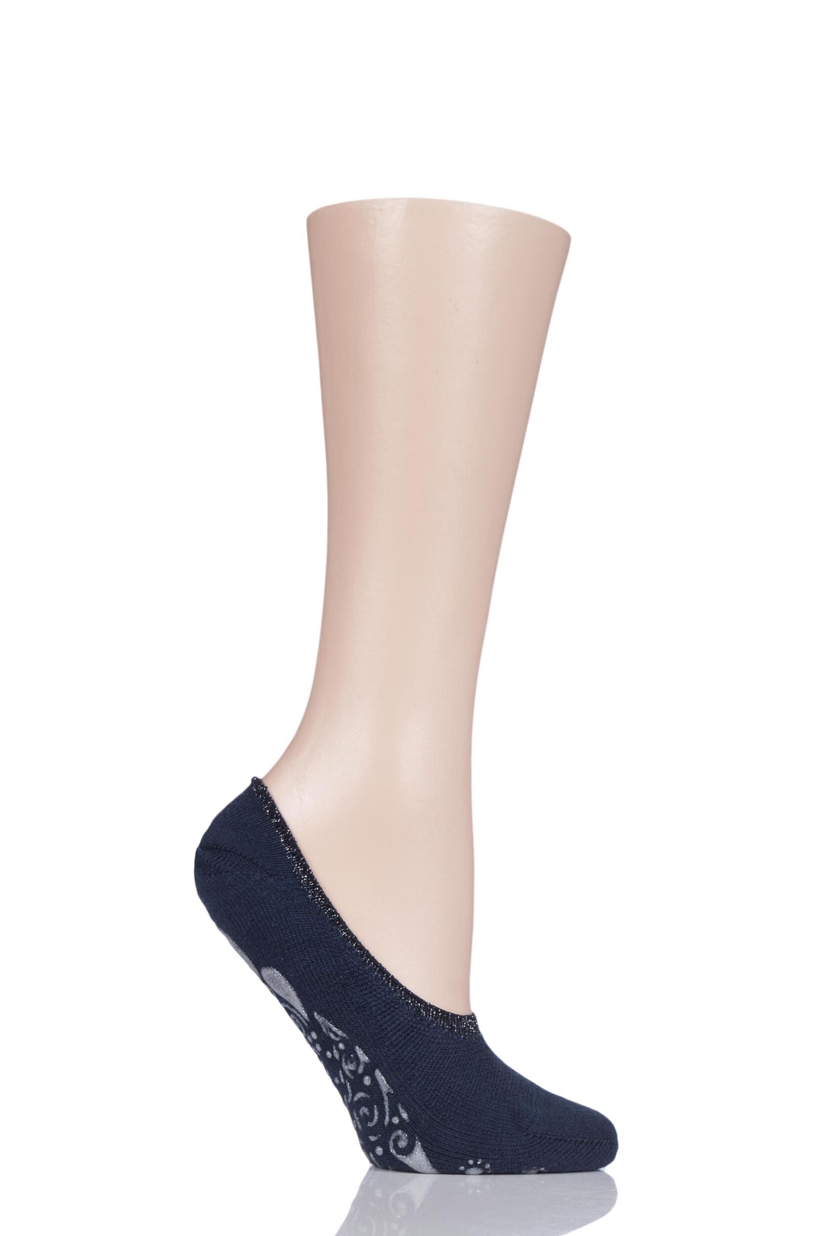 1 Pair Navy Cosy Ballerina Slipper Socks with Carry Pouch Ladies 2.5-3.5 Ladies - Falke