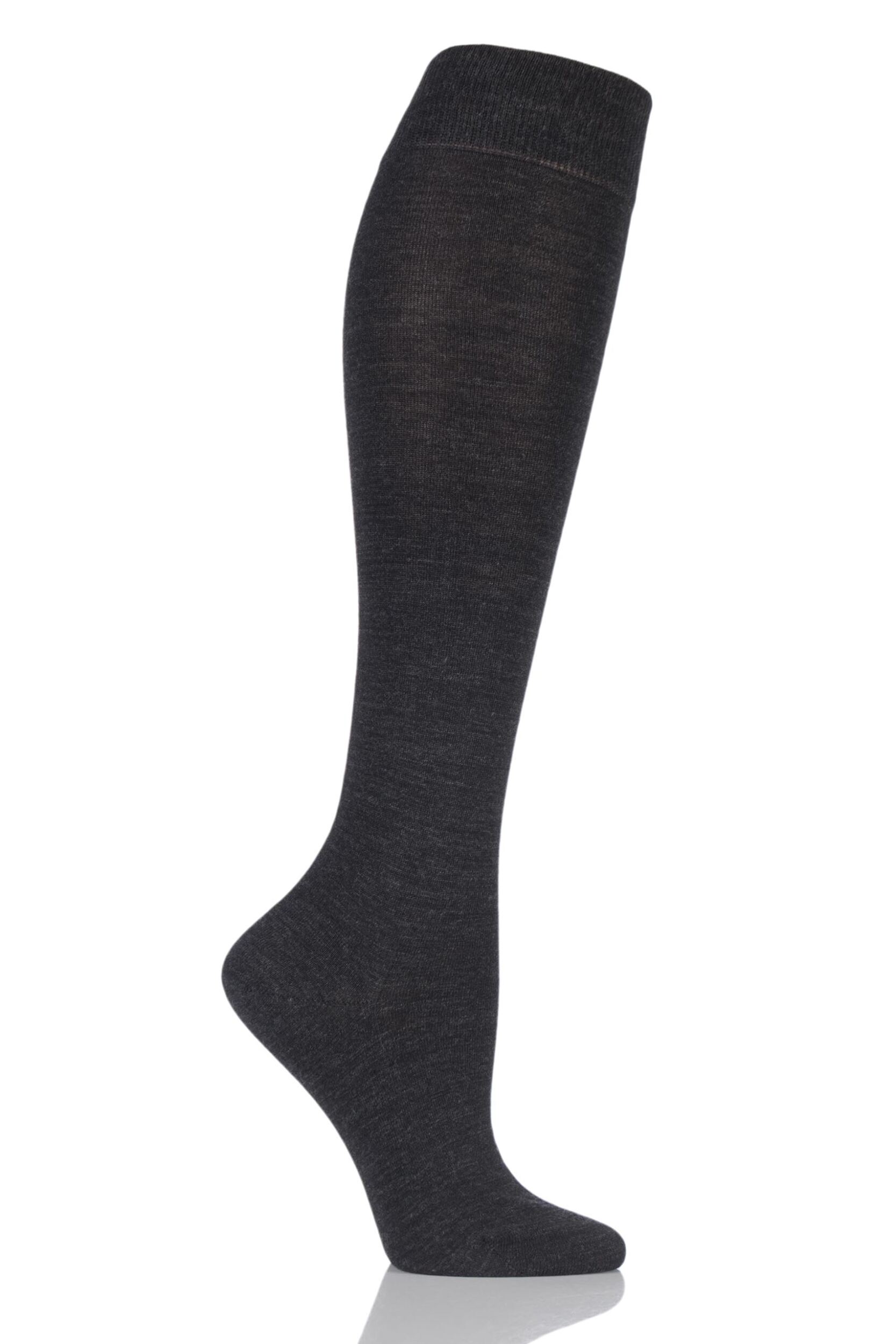 1 Pair Anthracite Soft Merino Wool Knee High Socks Ladies 5.5-6.5 Ladies - Falke